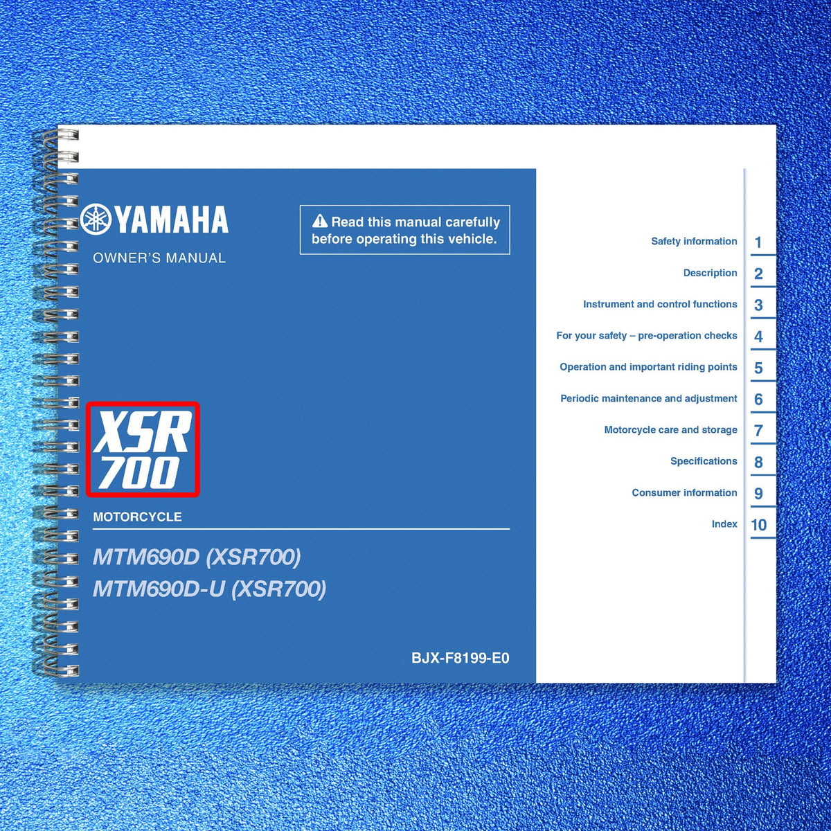 YAMAHA XSR700 XTribute Owners Manual 2021 - STEEL WIRE BOUND - PROTECTIVE COVERS