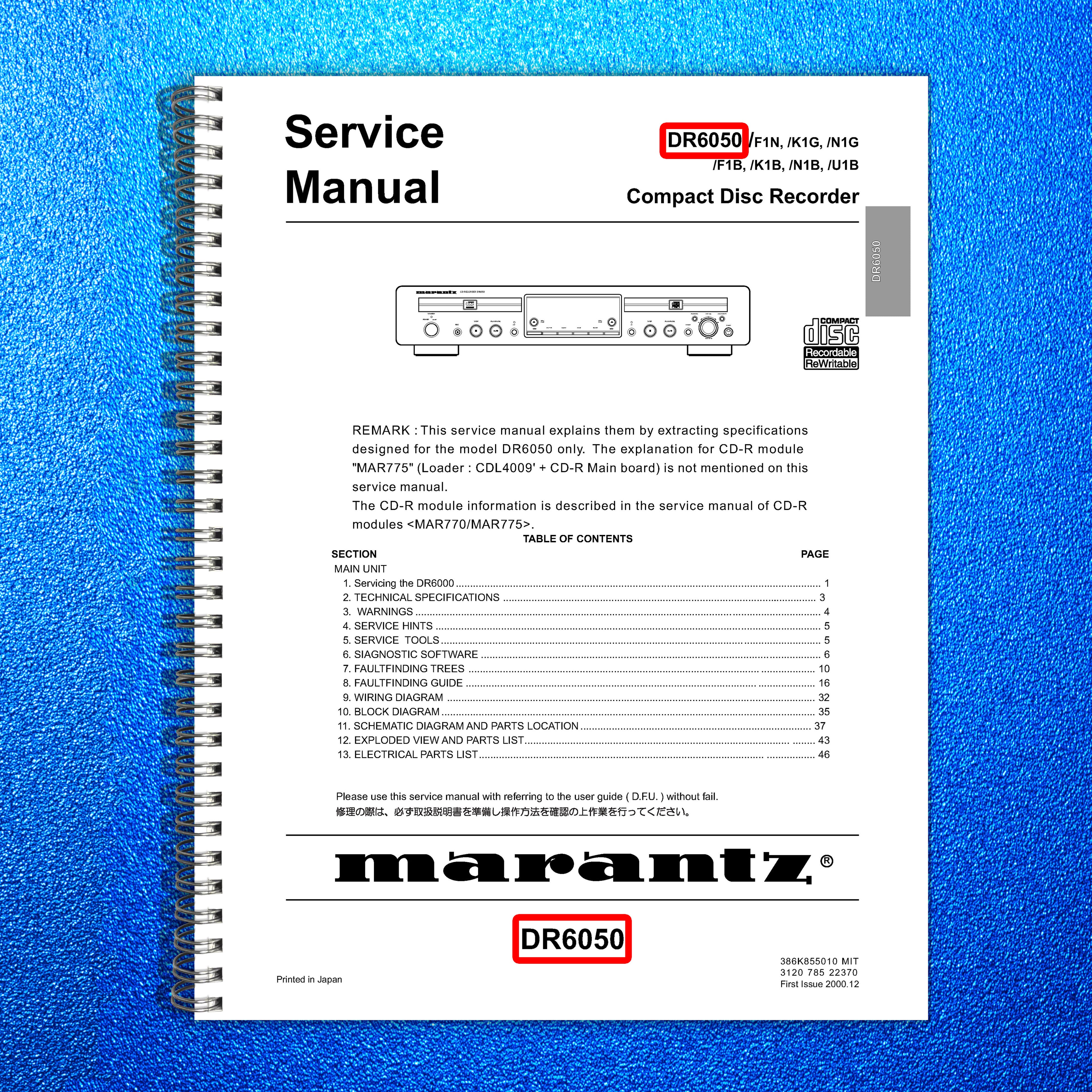 MARANTZ DR6050 Compact Disc Recorder Service Manual 2000, FOLDOUTS