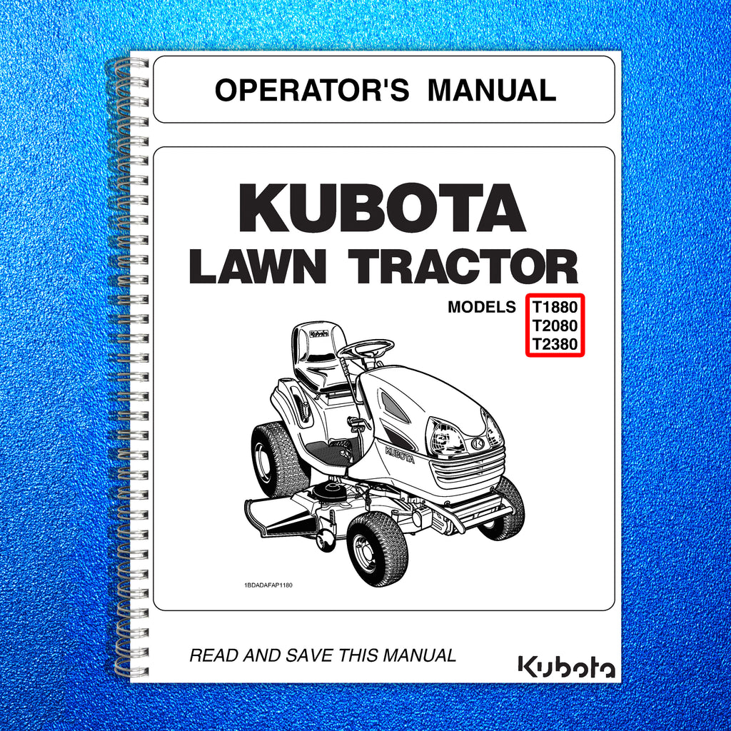 KUBOTA Tractor T1880 T2080 T2380 User Manual Operation Guide Durable Wire Bound
