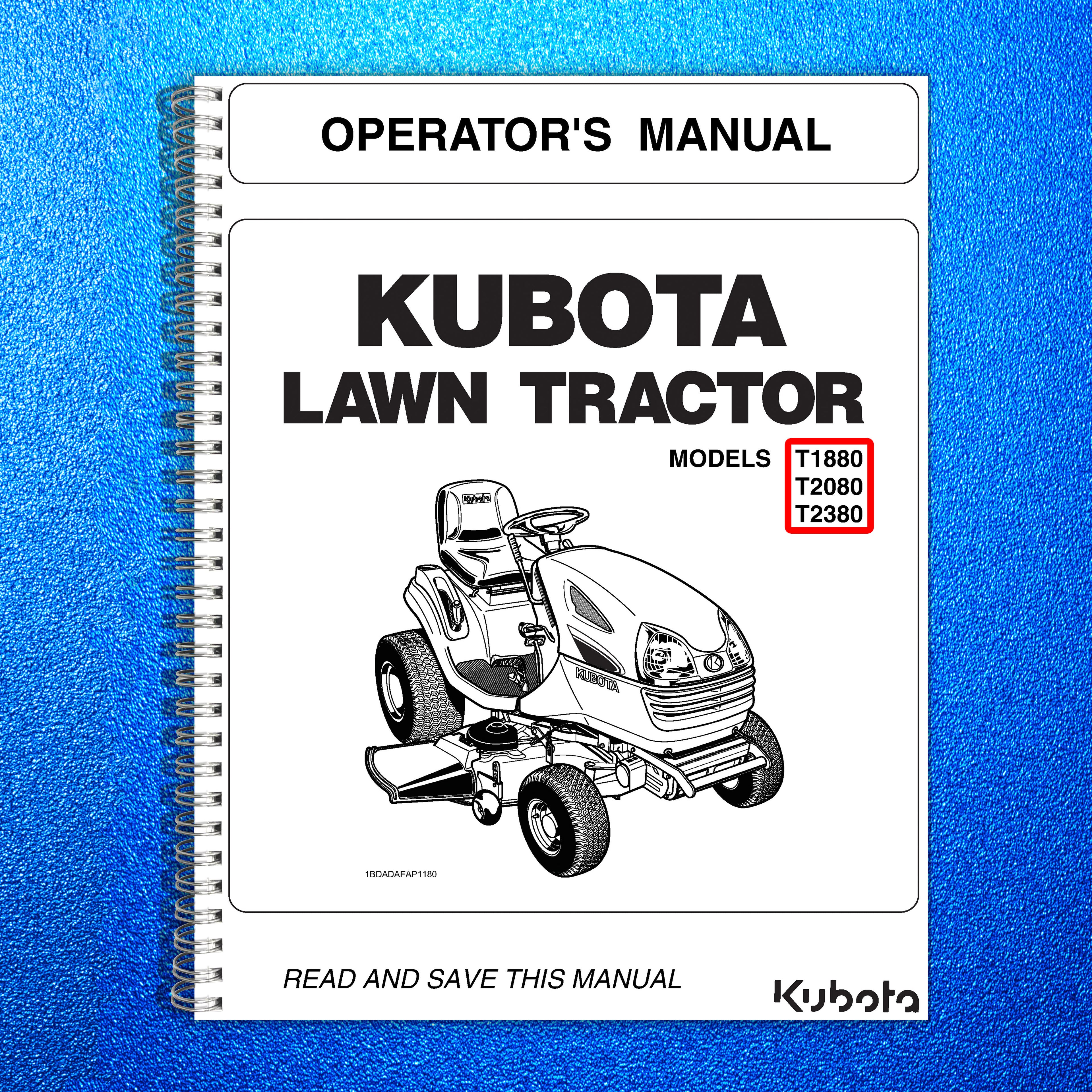 KUBOTA Tractor T1880 T2080 T2380 User Manual Operation Guide Durable Wire Bound