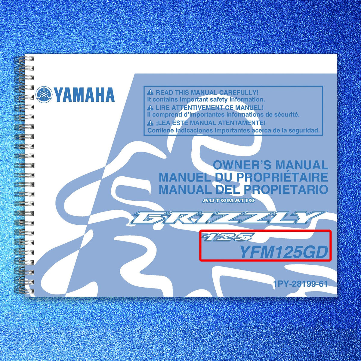YAMAHA YFM125GD Grizzly 125 ATV Owners Manual 2012 - WIRE BOUND - TOUGH COVERS