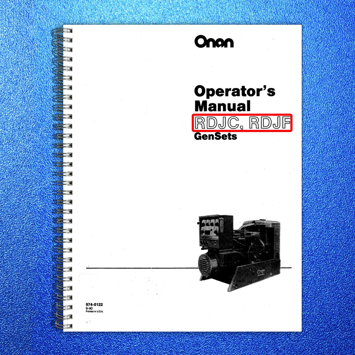 ONAN RDJC RDJF GenSets Operators Manual 1990 - STEEL WIRE BOUND - TOUGH COVERS