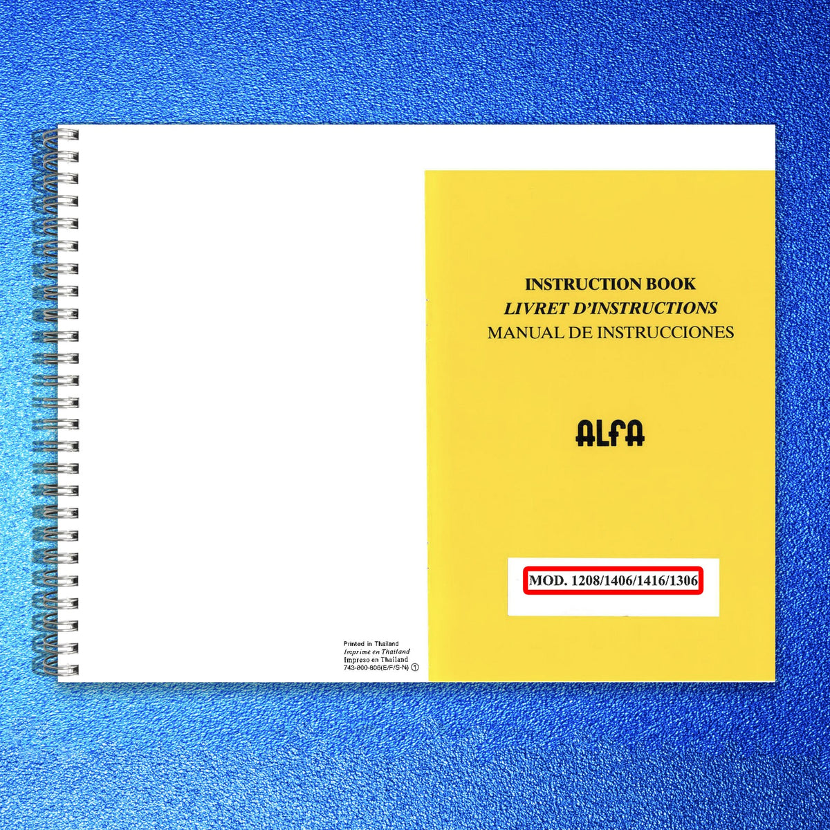 ALFA 1208 1406 1416 1306 Sewing Machine Instruction Book Manual - WIRE BOUND