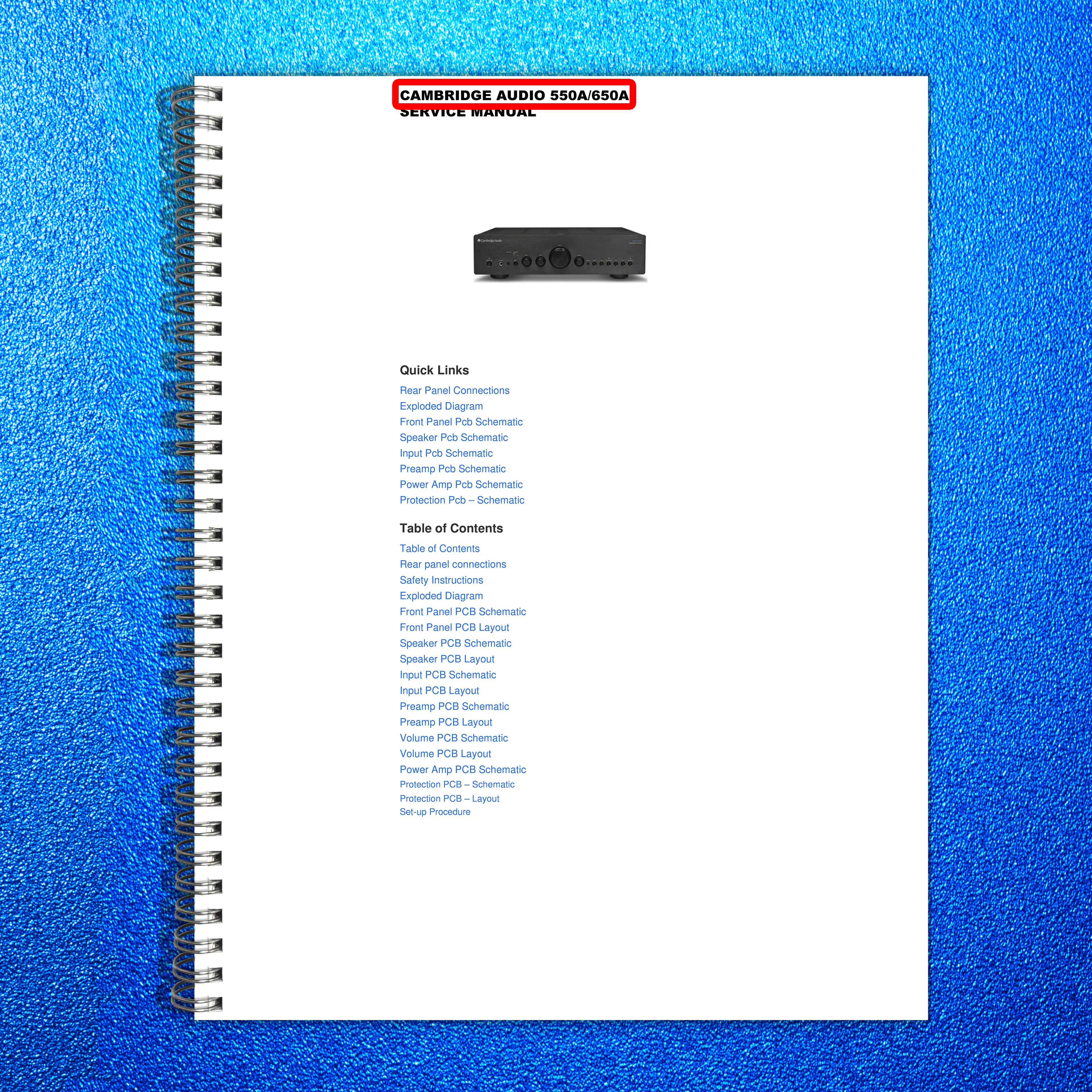 CAMBRIDGE AUDIO Azur 550A 650A Service Manual 2009 - BOUND - COVERS - FOLDOUTS