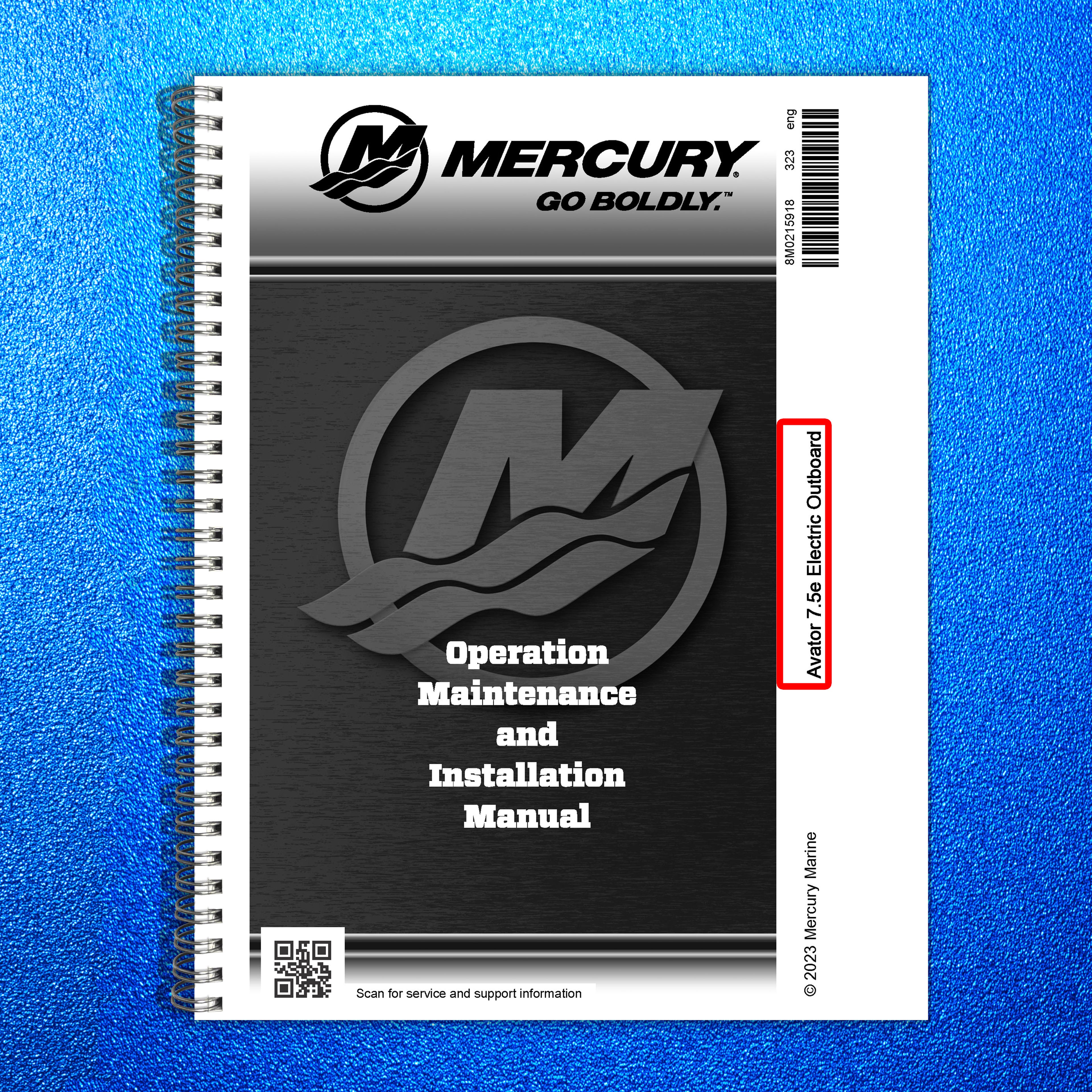 MERCURY Avator 75e Electric Outboard Operators Manual 2023 - WIRE BOUND