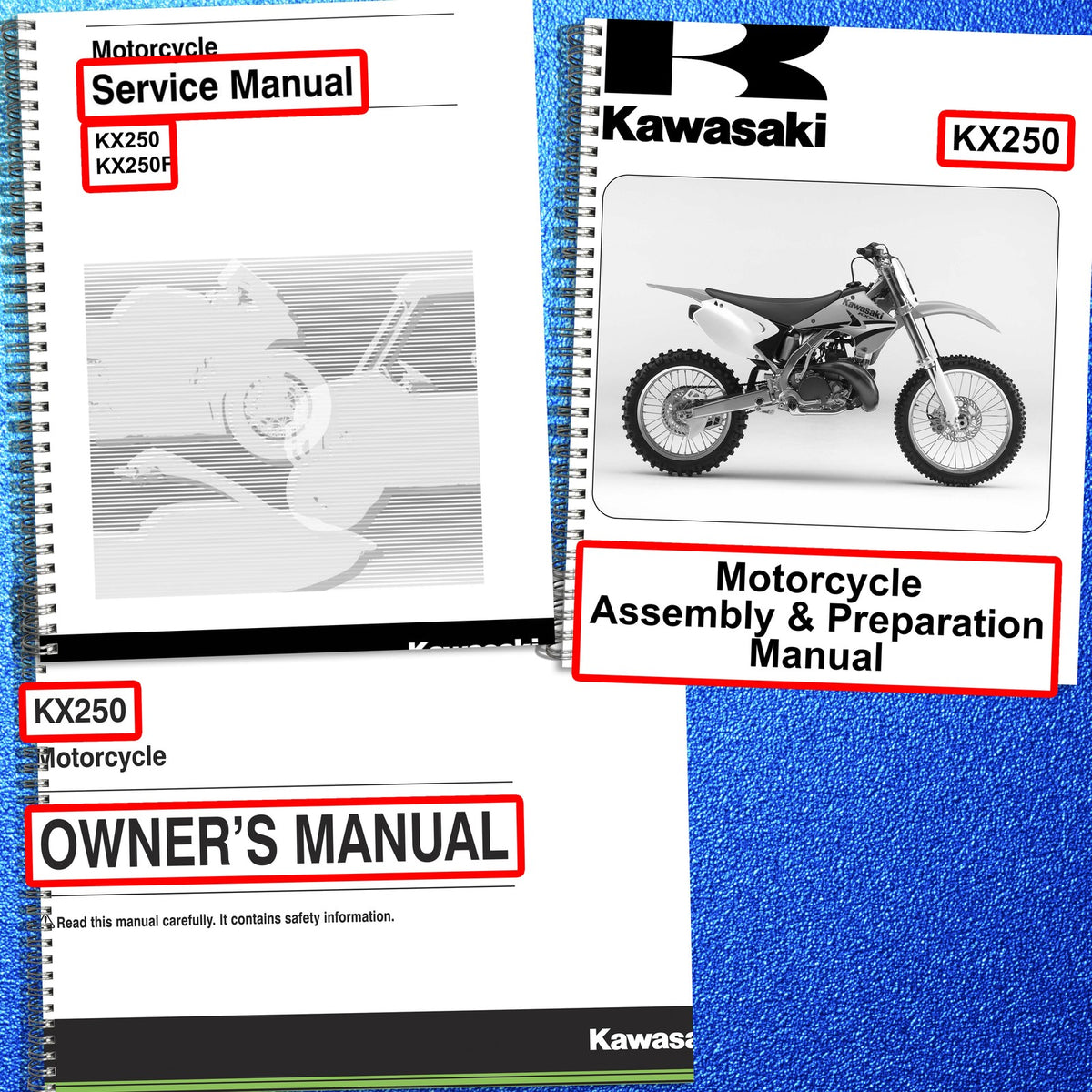 KAWASAKI KX250 KX250F Service Assembly Operators Manuals BUNDLE - WIRE BOUND