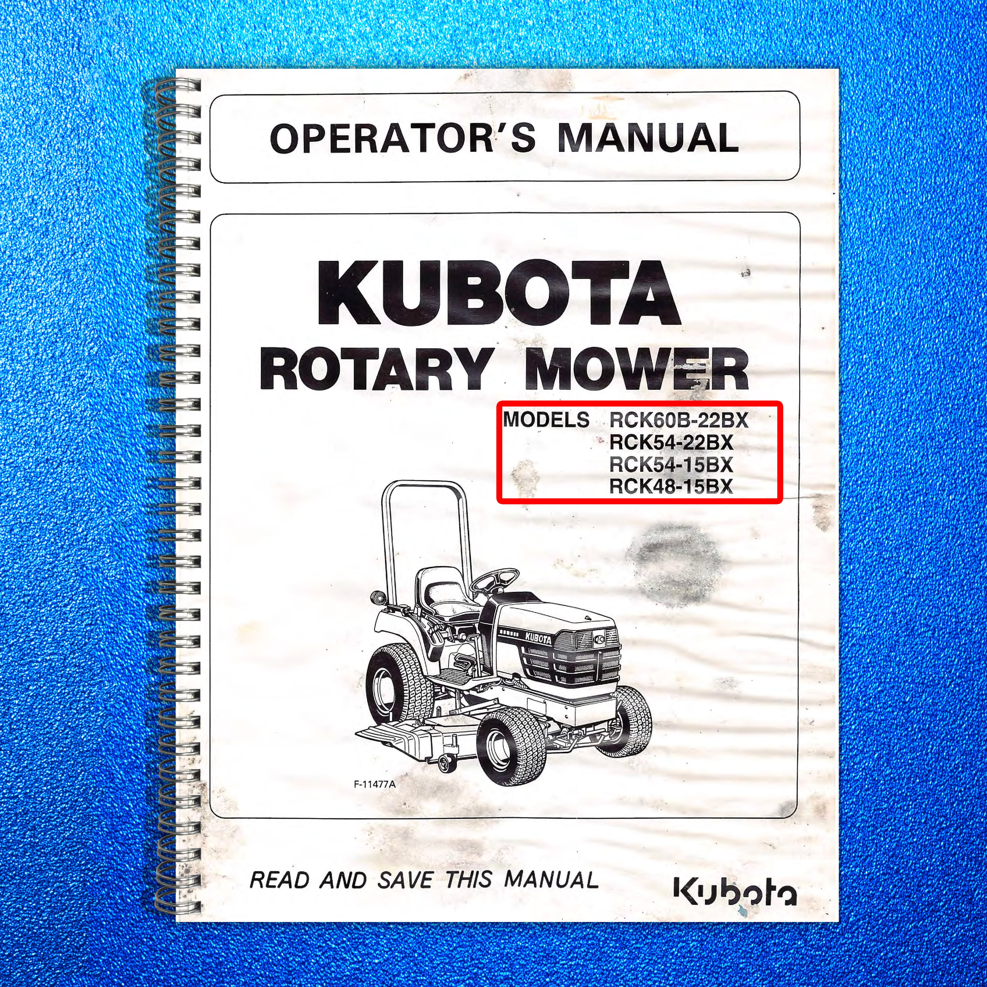 KUBOTA RCK48-15BX RCK54-15BX  More Rotary Mower Operators Manual - WIRE BOUND