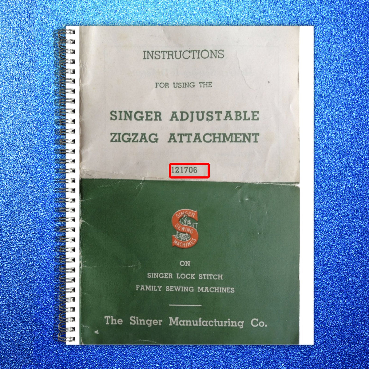 SINGER Adjustable Zigzag Attachment 121706 Instructions Manual 1939 - WIRE BOUND