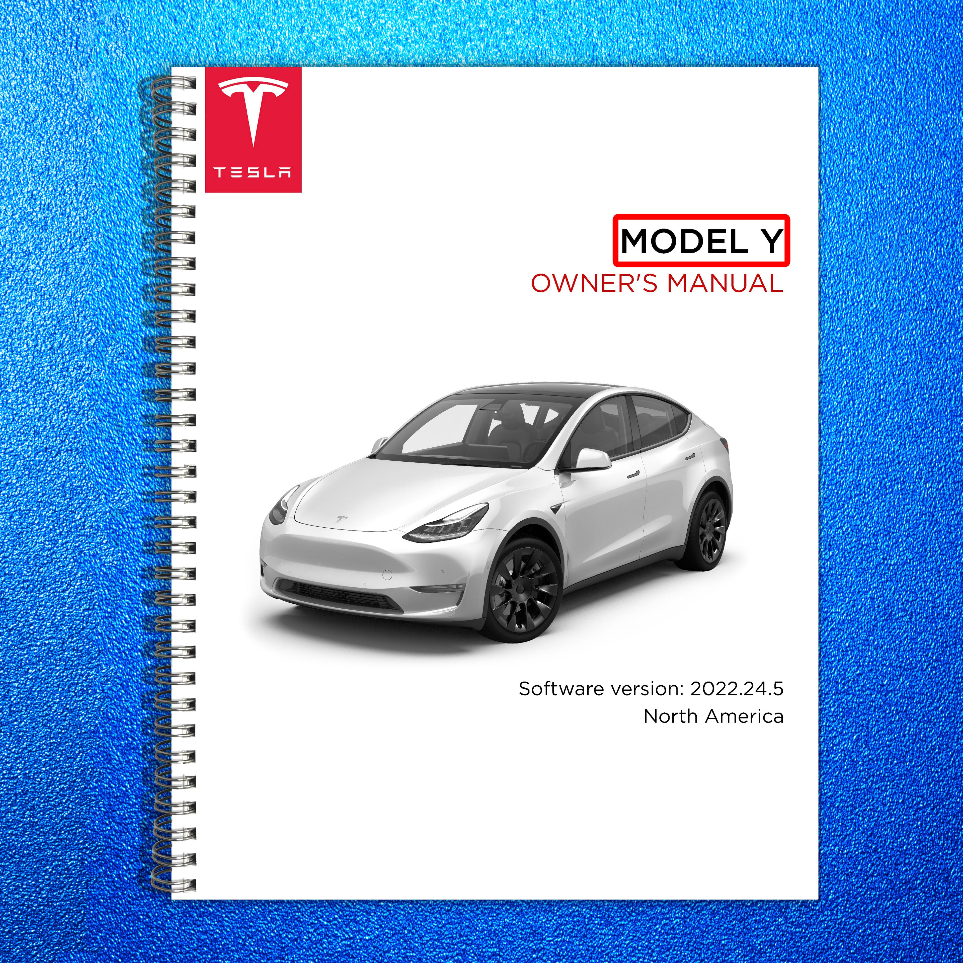TESLA Model Y Owners Manual 2022 - STEEL WIRE BOUND - PROTECTIVE COVERS