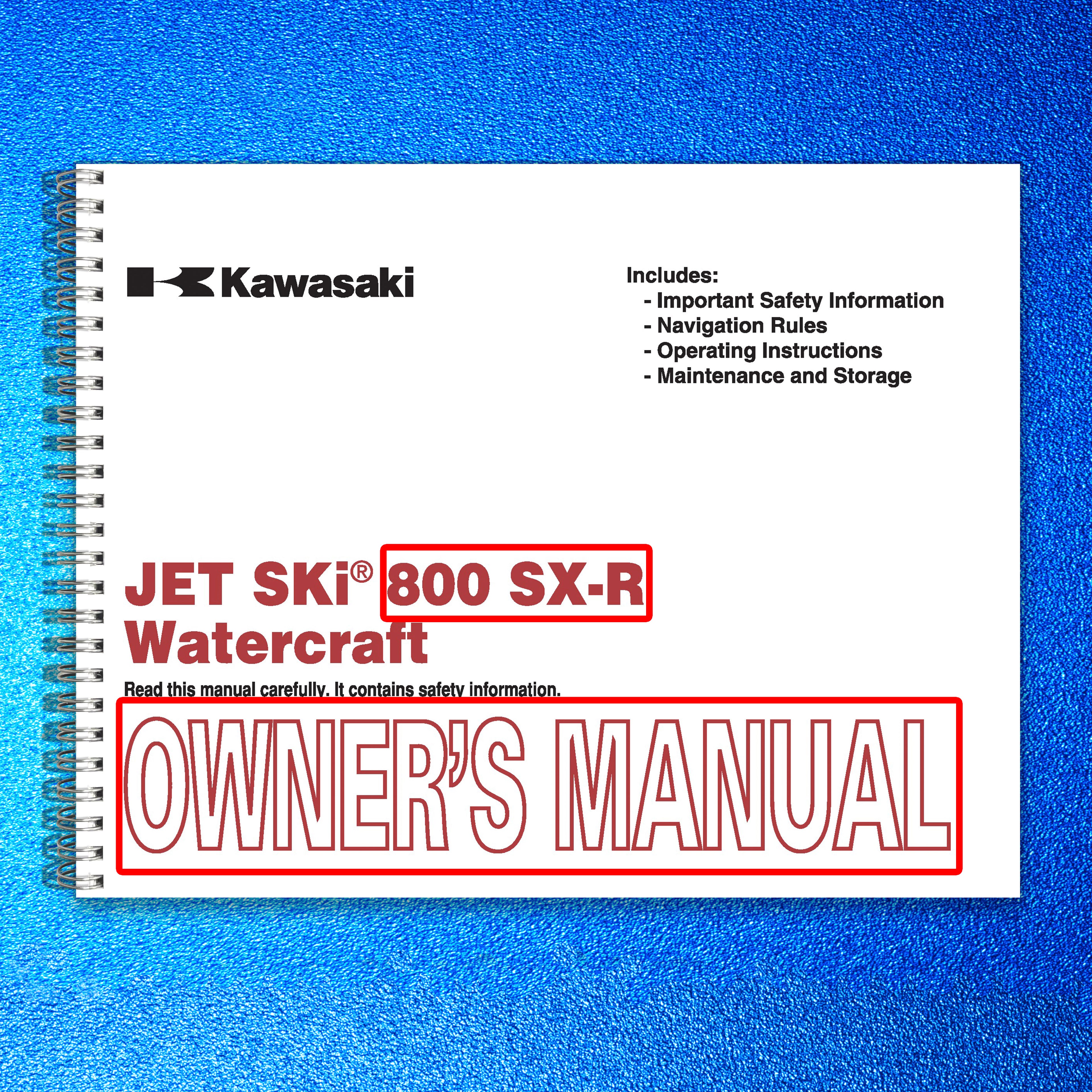 KAWASAKI 800 SX-R Watercraft Owners Manual 2010 - WIRE BOUND - TOUGH COVERS