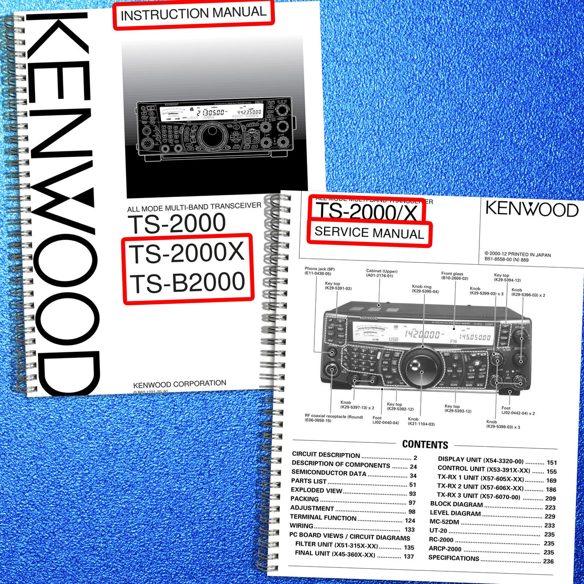 KENWOOD TS-2000 TS-2000X TS-B2000 Operators & Service Manual BUNDLE - WIRE BOUND