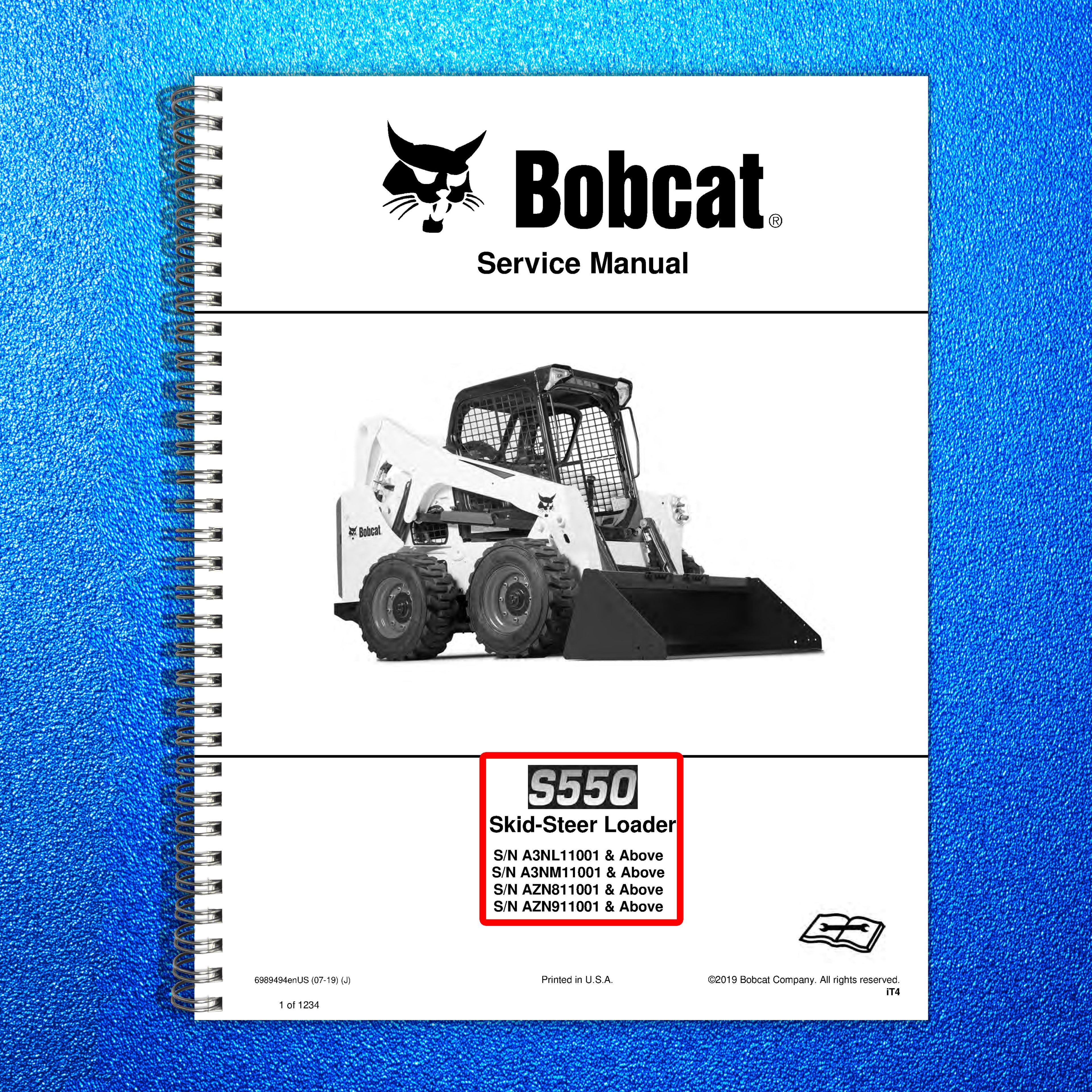 BOBCAT S550 Skid-Steer Loader Service Manual SN A3NL11001 Up 2019, FOLDOUTS