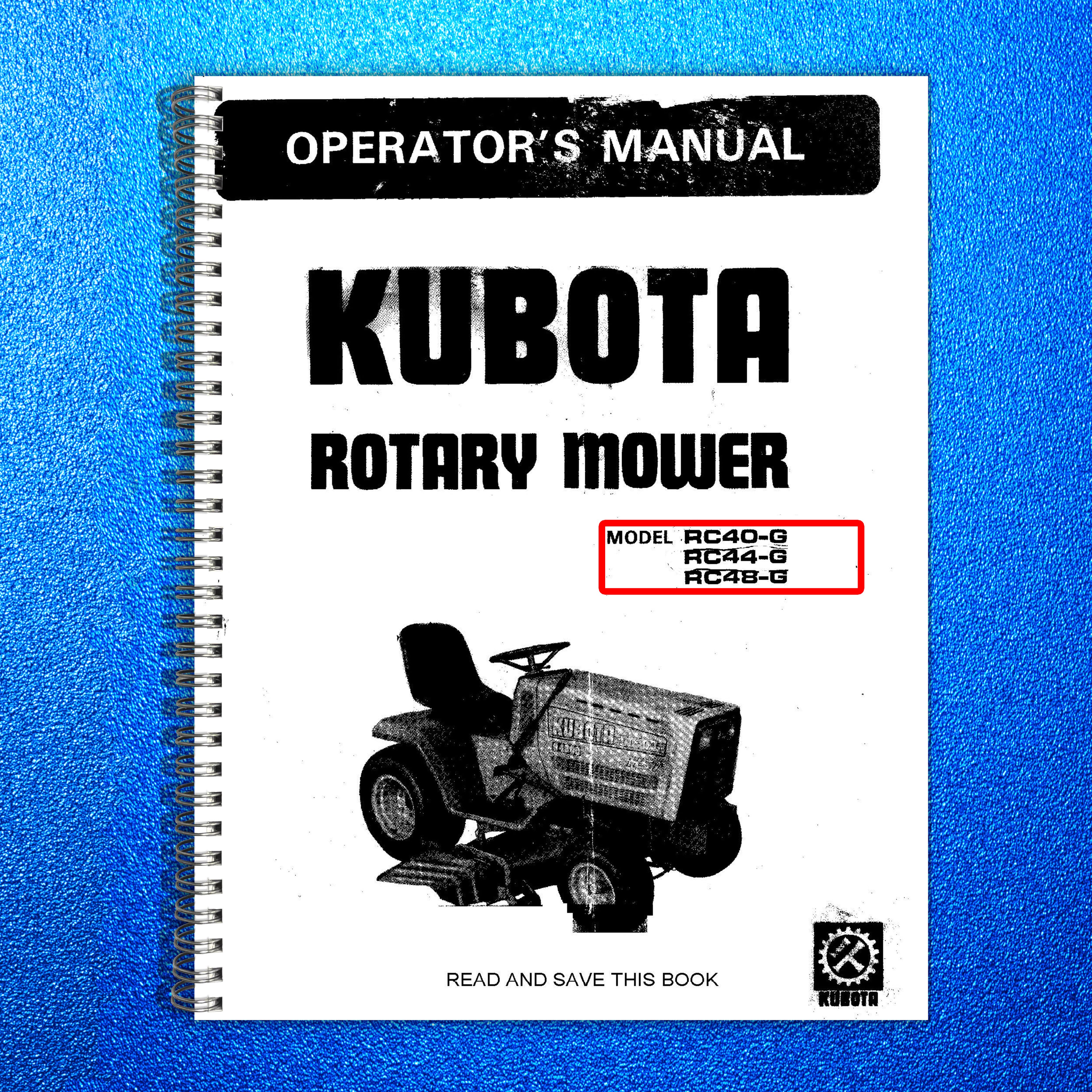 KUBOTA RC40-G RC44-G RC48-G Mower Deck Operators Manual - WIRE BOUND - COVERS