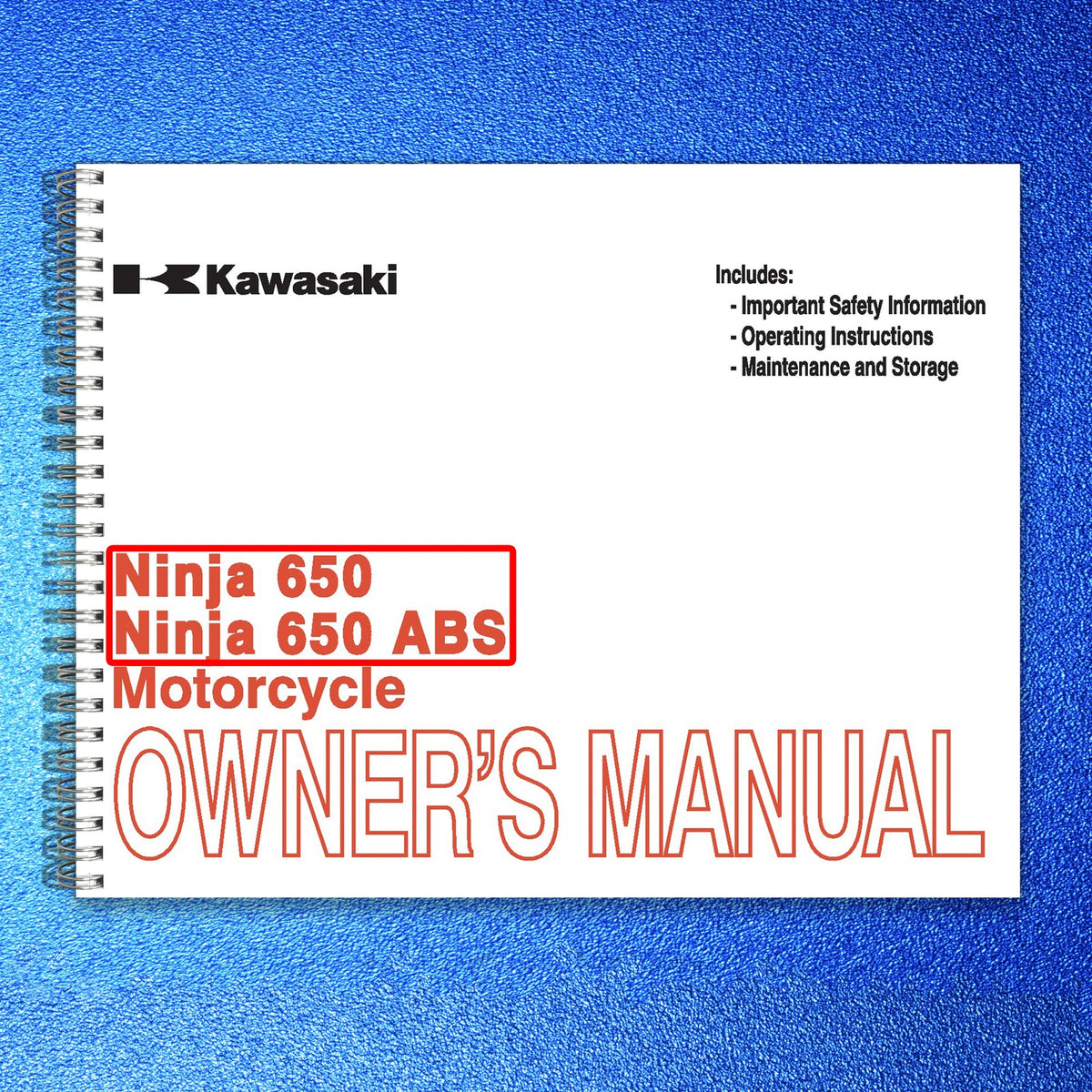 KAWASAKI Ninja 650 Owners Manual 2014 - STEEL WIRE BOUND - PROTECTIVE COVERS