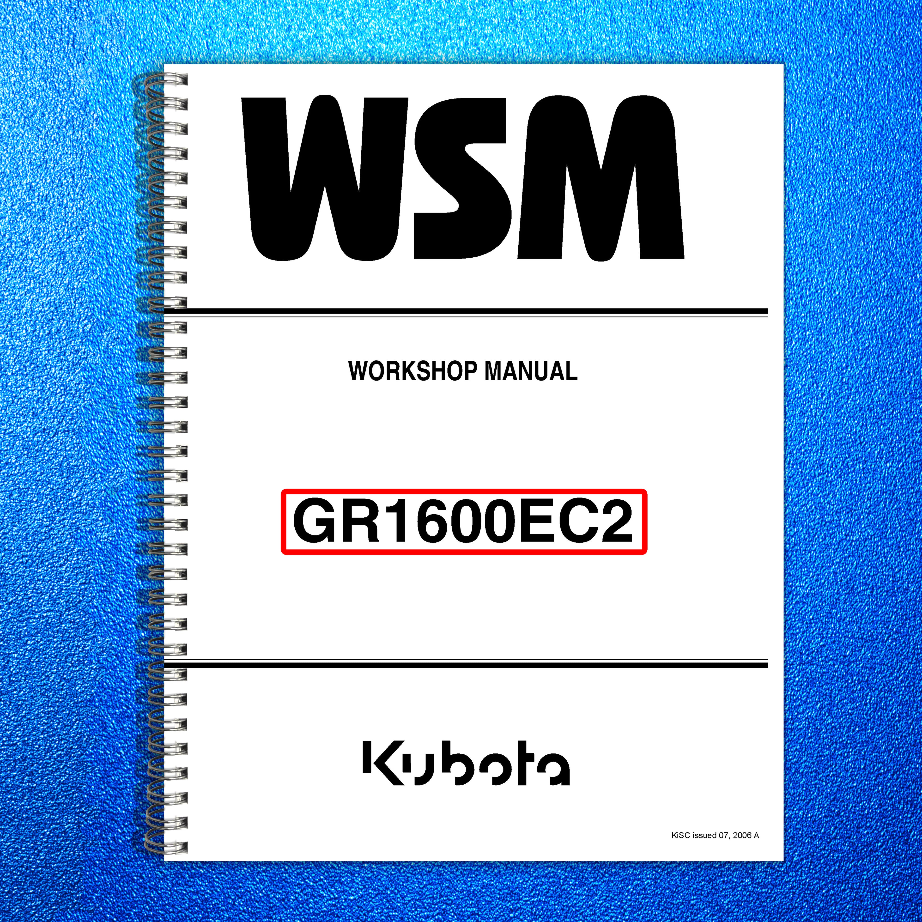 KUBOTA GR1600 TRACTOR WORKSHOP MANUAL  - STEEL WIRE BOUND - PROTECTIVE COVERS