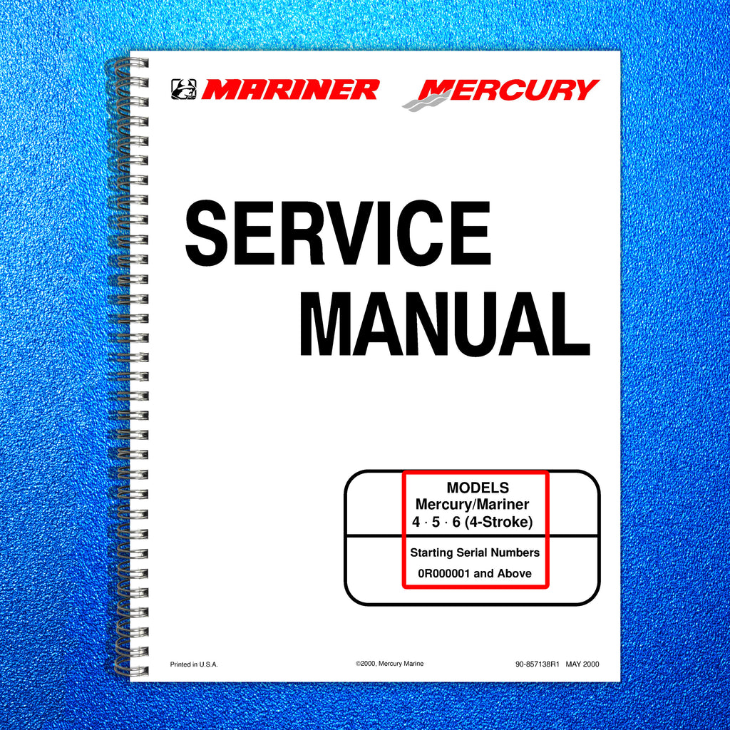 MERCURY Mariner 4 5 6 HP 4-Stroke SERVICE MANUAL - WIRE BOUND - TOUGH COVERS