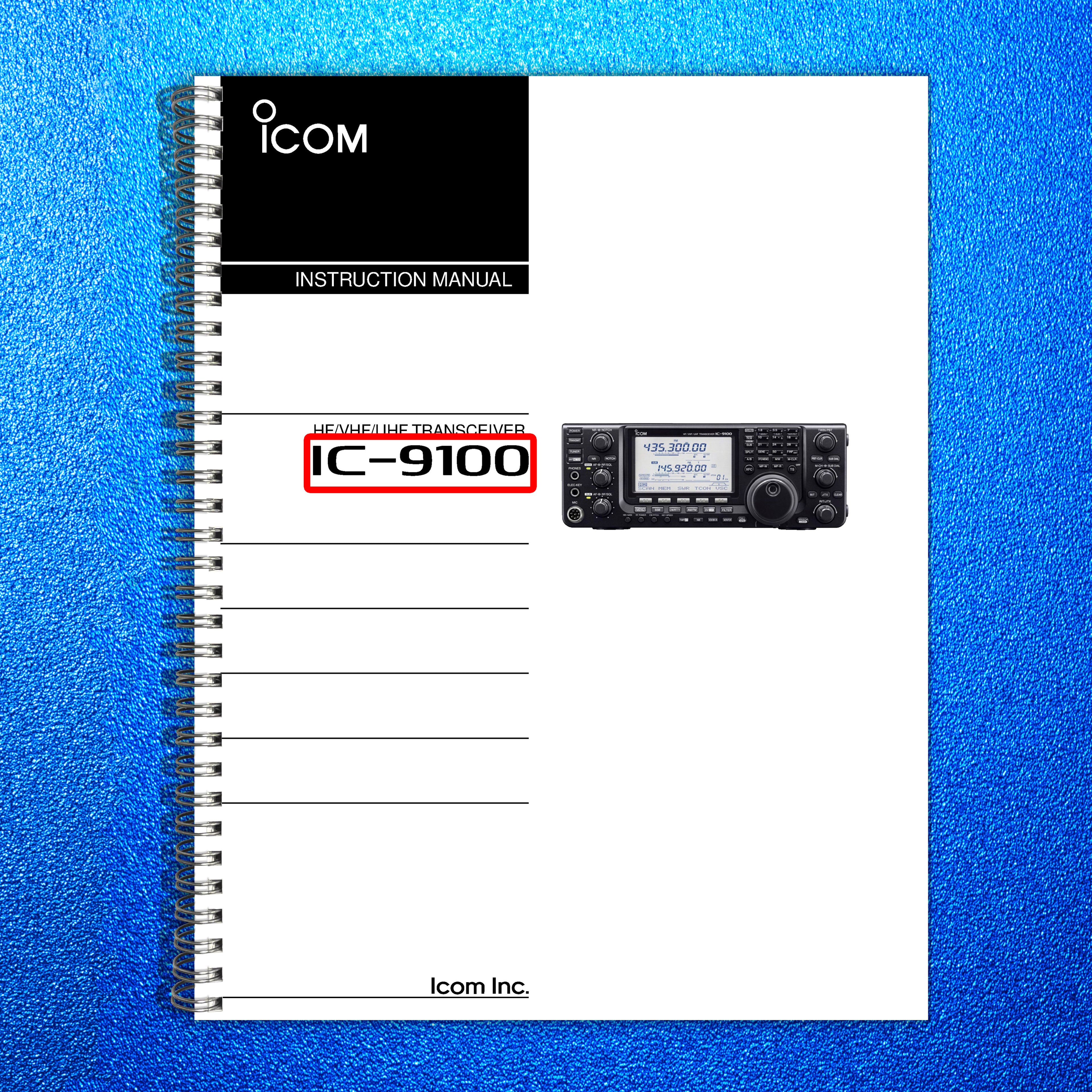 ICOM IC-9100 HF VHF UHF Transceiver Instruction Manual - WIRE BOUND - COVERS