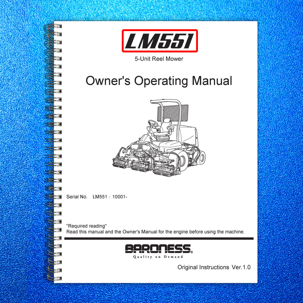 BARONESS LM551 Fairway Mower User Manual - STEEL WIRE BOUND - PROTECTIVE COVERS