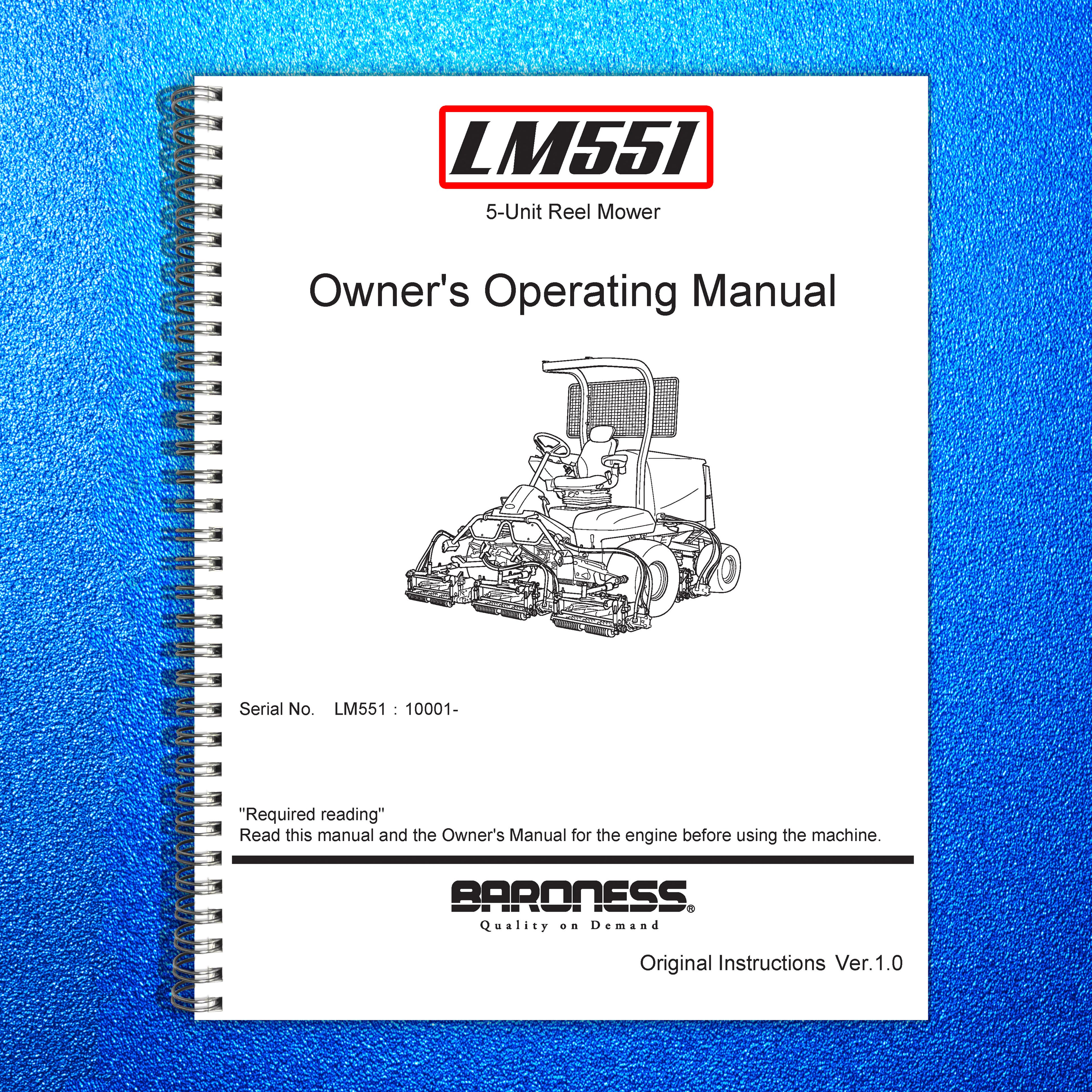 BARONESS LM551 Fairway Mower User Manual - STEEL WIRE BOUND - PROTECTIVE COVERS