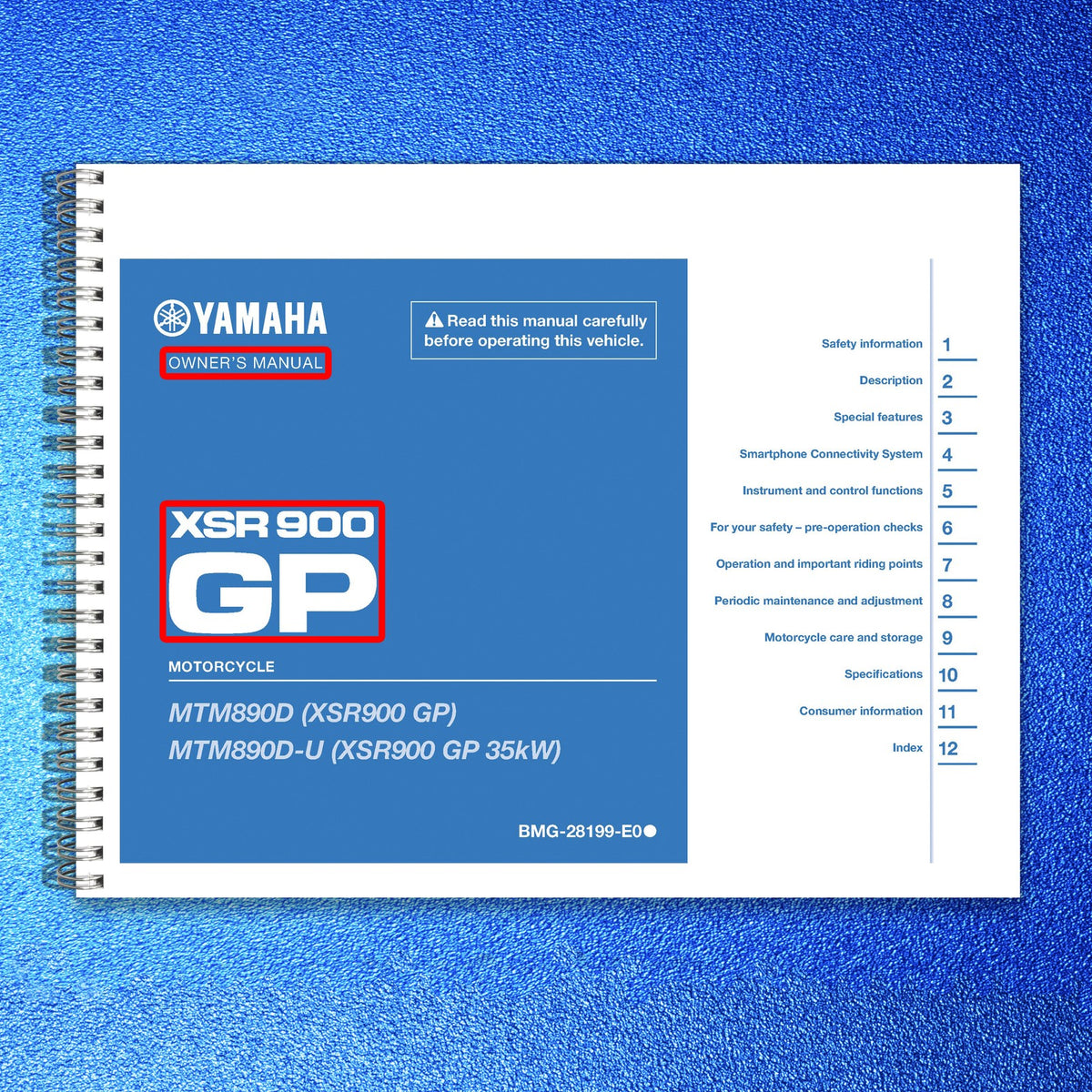 YAMAHA XSR900 GP Motorcycle Owners Manual 2024 - STEEL WIRE BOUND - TOUGH COVERS