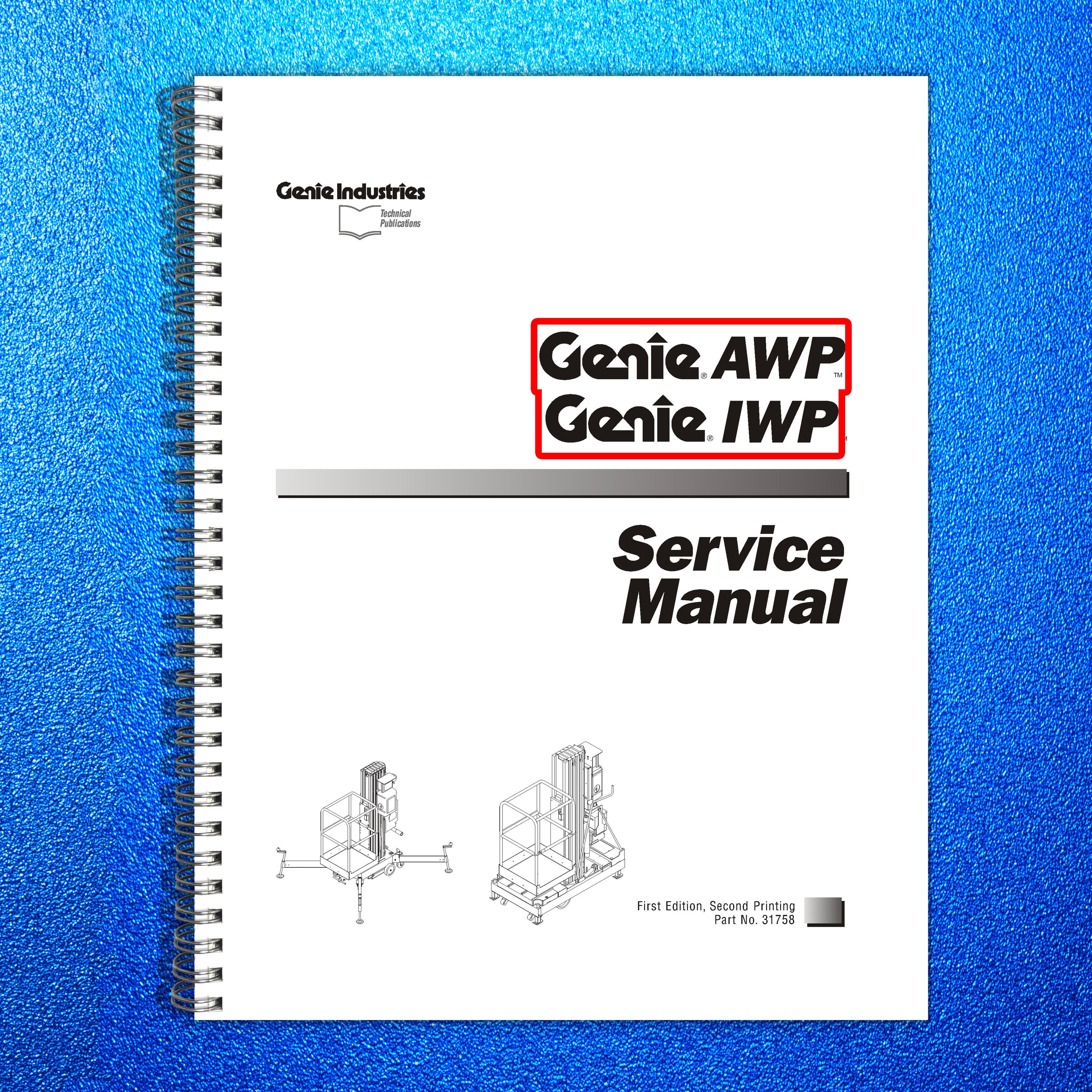 GENIE AWP IWP Aerial Work Platform Service Manual - WIRE BOUND - TOUGH COVERS