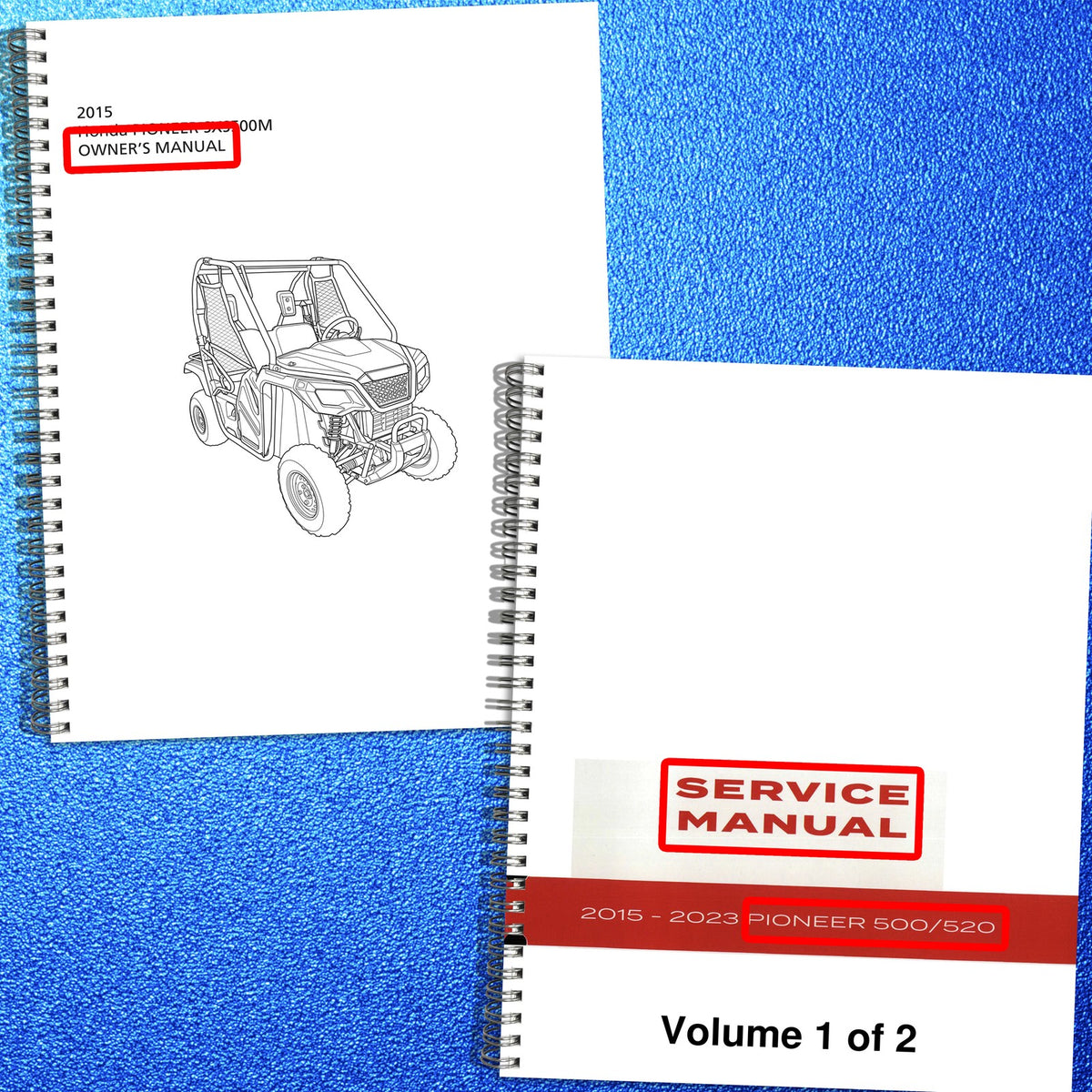 HONDA Pioneer 500 SXS500M Service & Operators Manual BUNDLE - WIRE BOUND