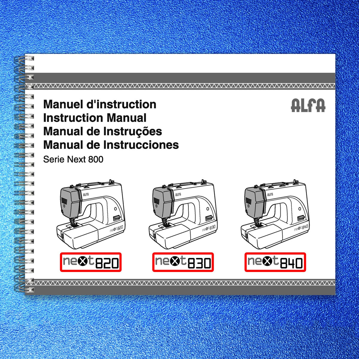 ALFA Next 820 830 840 Sewing Machine Instruction Manual - WIRE BOUND - COVERS