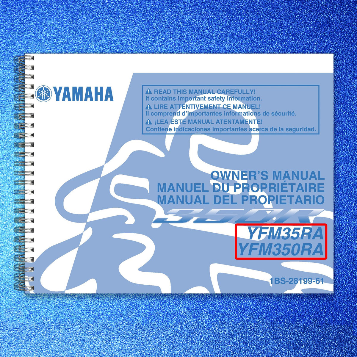 YAMAHA YFM35RA YFM350RA ATV Owners Manual - STEEL WIRE BOUND - PROTECTIVE COVERS