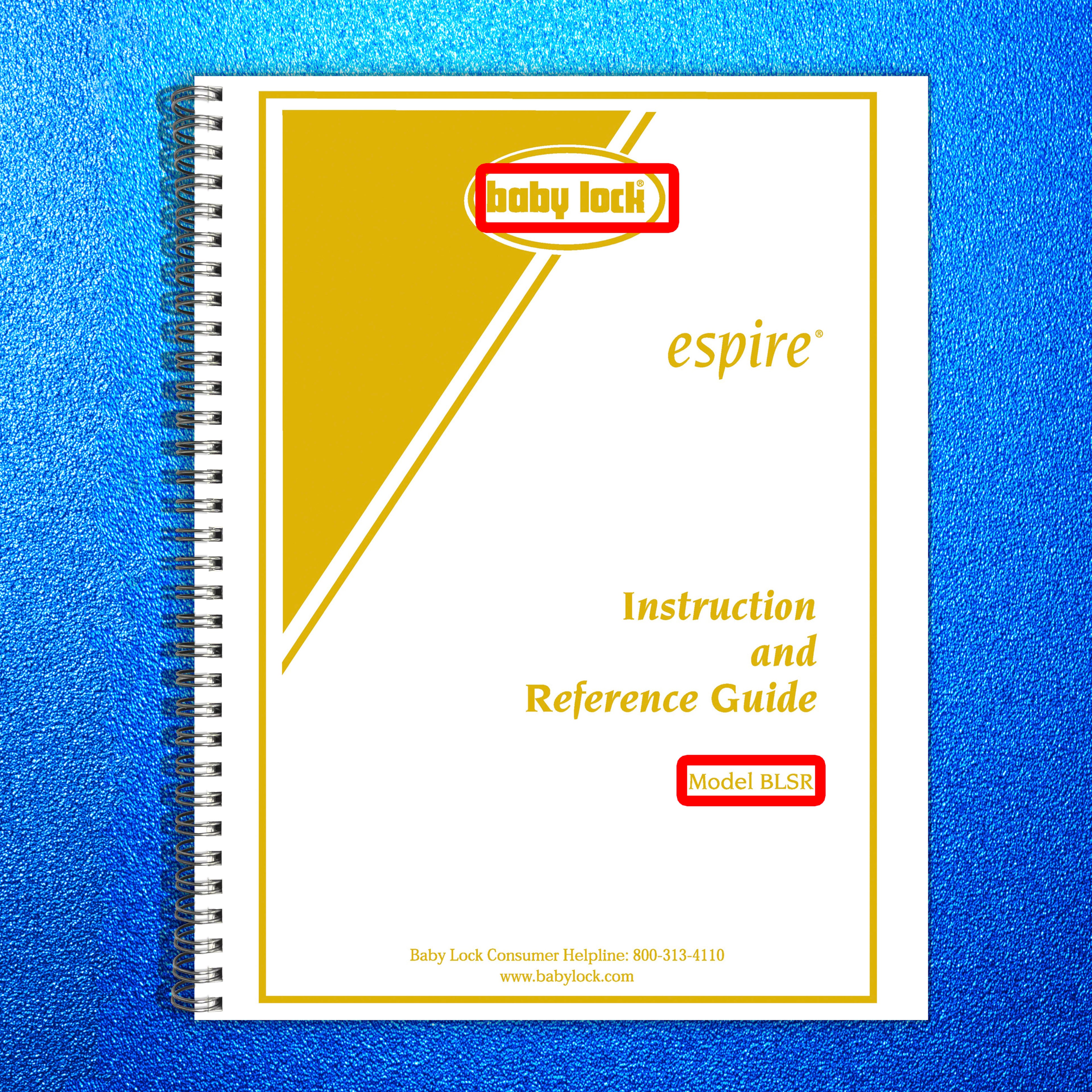 BABY LOCK Espire BLSR Sewing Machine Instruction Manual - WIRE BOUND - COVERS