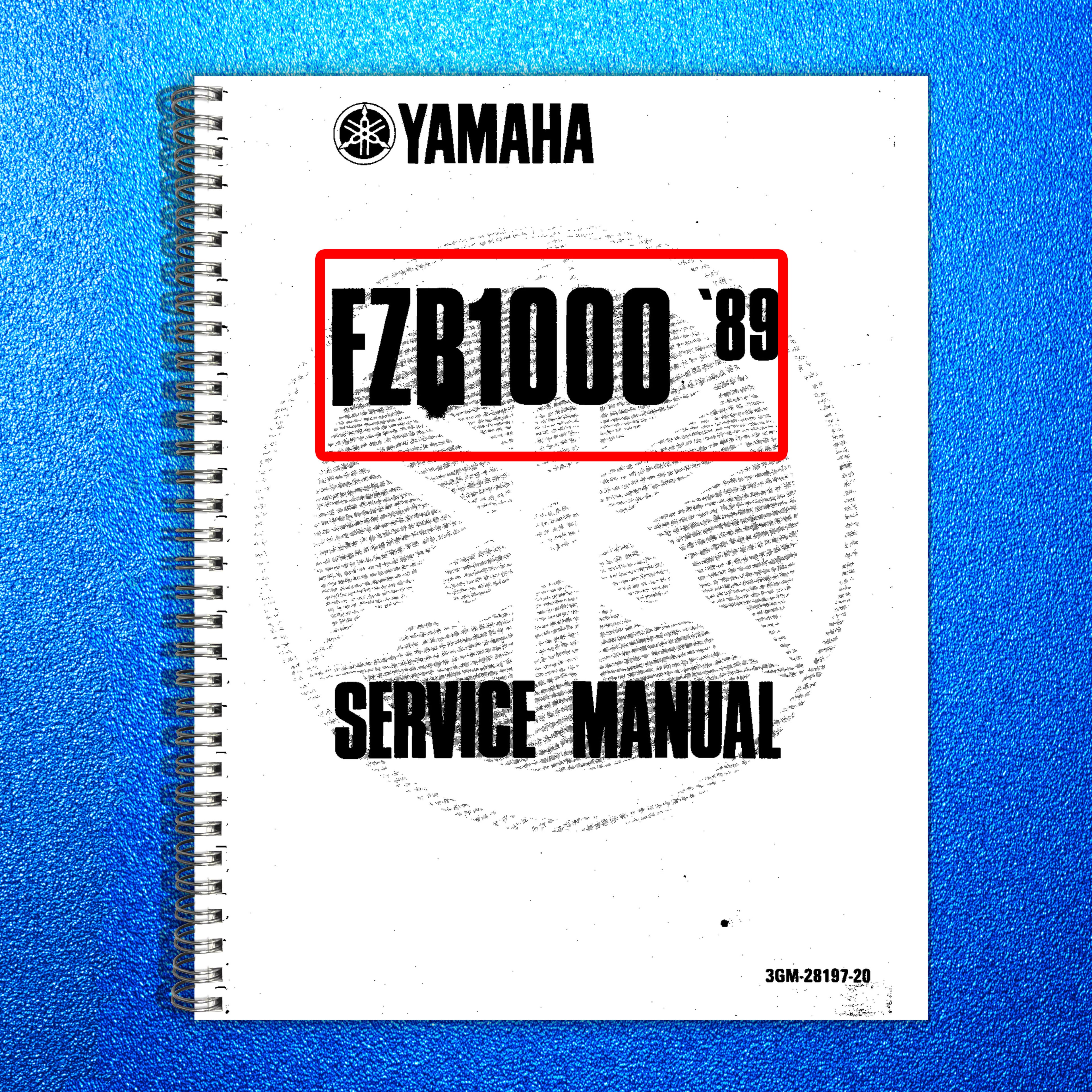 YAMAHA FZR1000 Motorcycle Service Manual 1989 - BOUND - COVERS - XL FOLDOUTS
