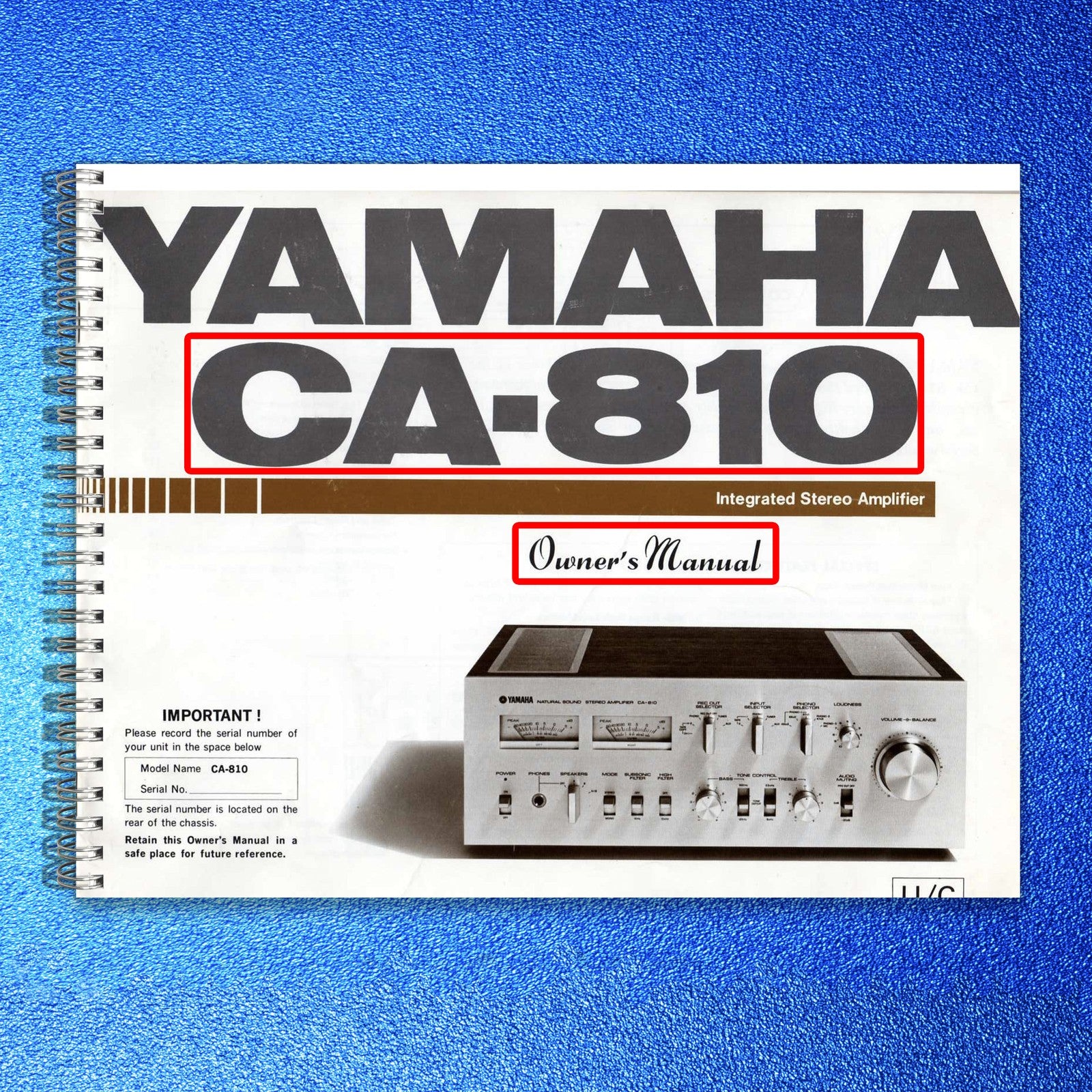 YAMAHA CA-810 Integrated Stereo Amplifier Owners Manual - WIRE BOUND - COVERS