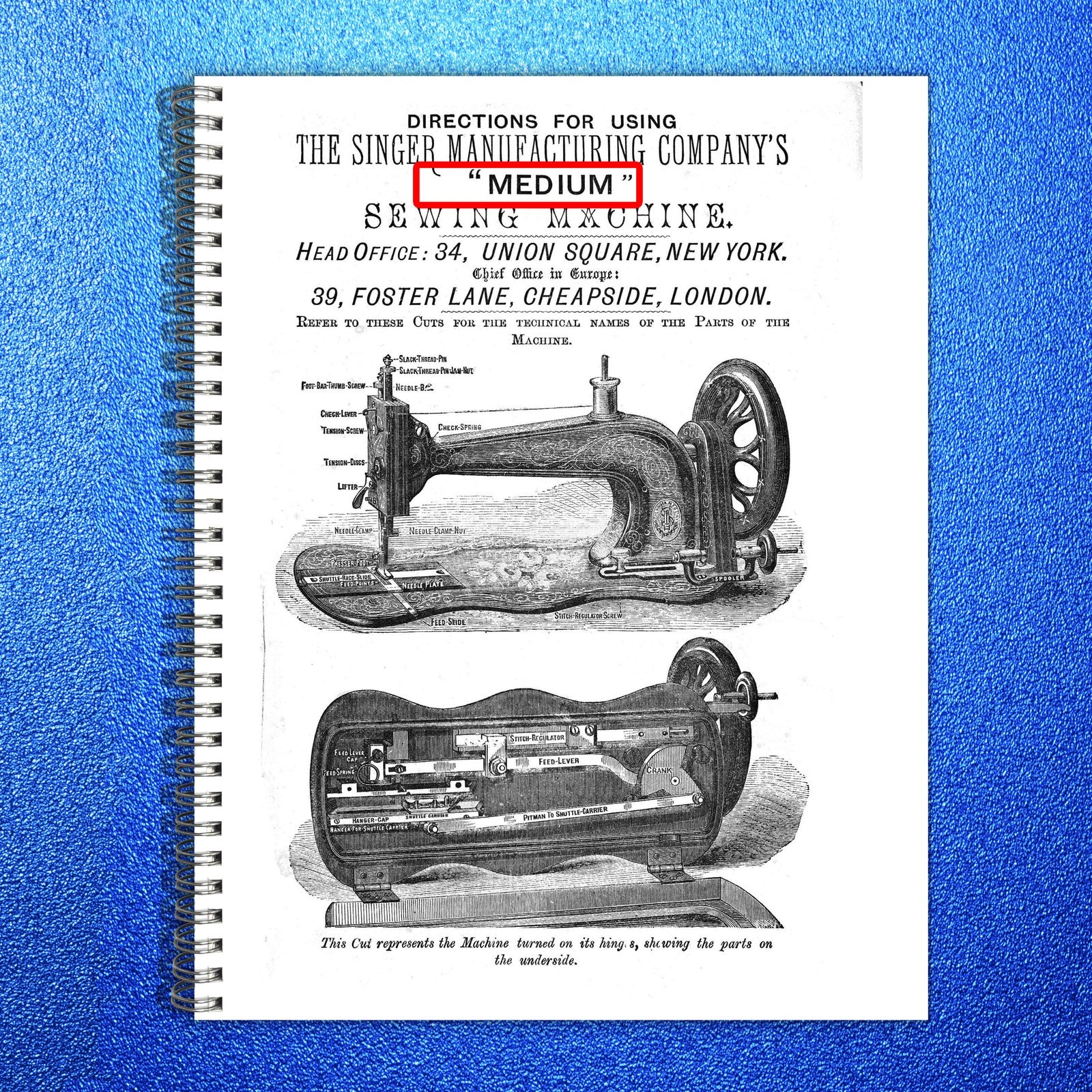 SINGER Medium Sewing Machine Directions For Using Manual - WIRE BOUND - COVERS