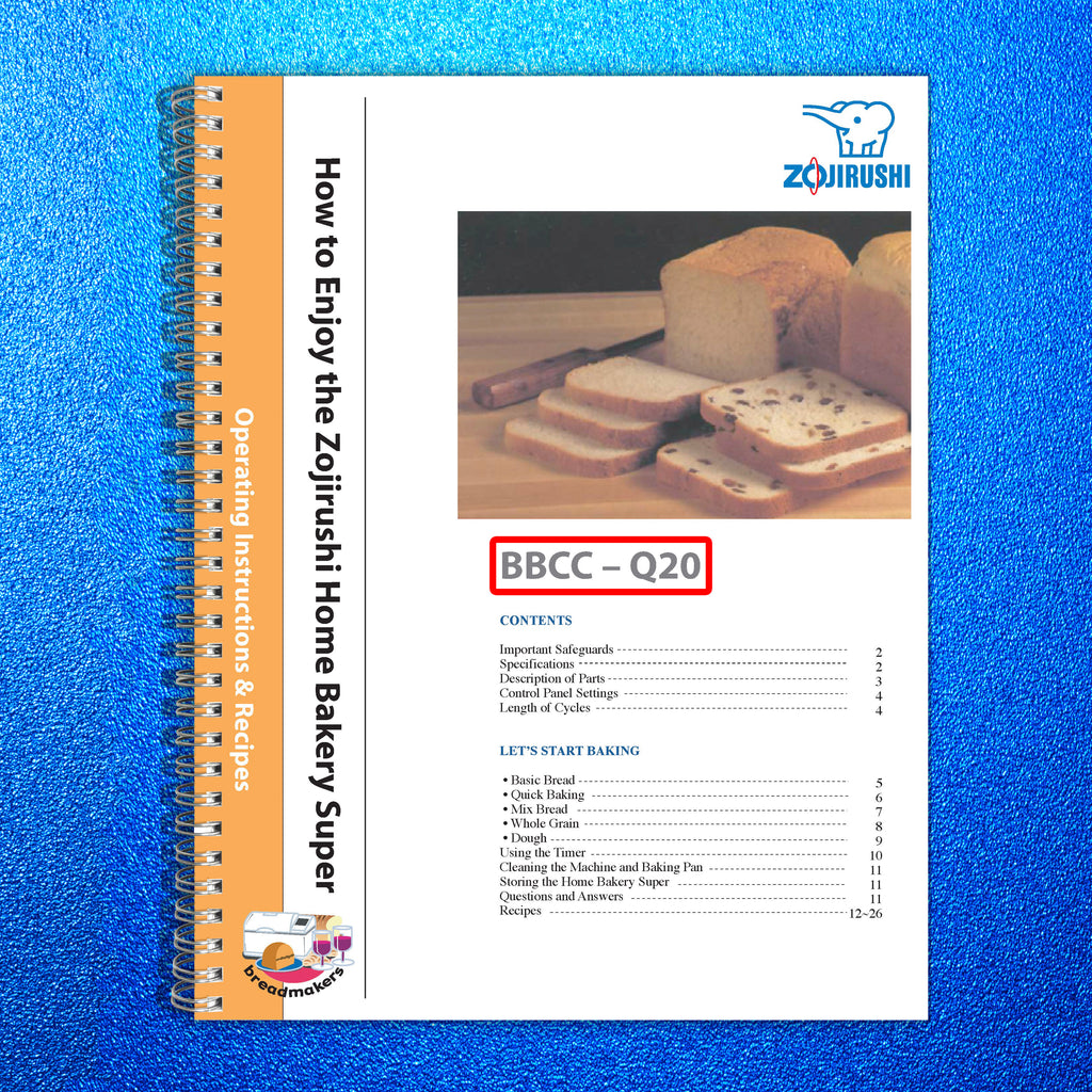 Zojirushi BBCC-Q20 User Manual Operation Guide Owner's Instructions PLUS Recipes