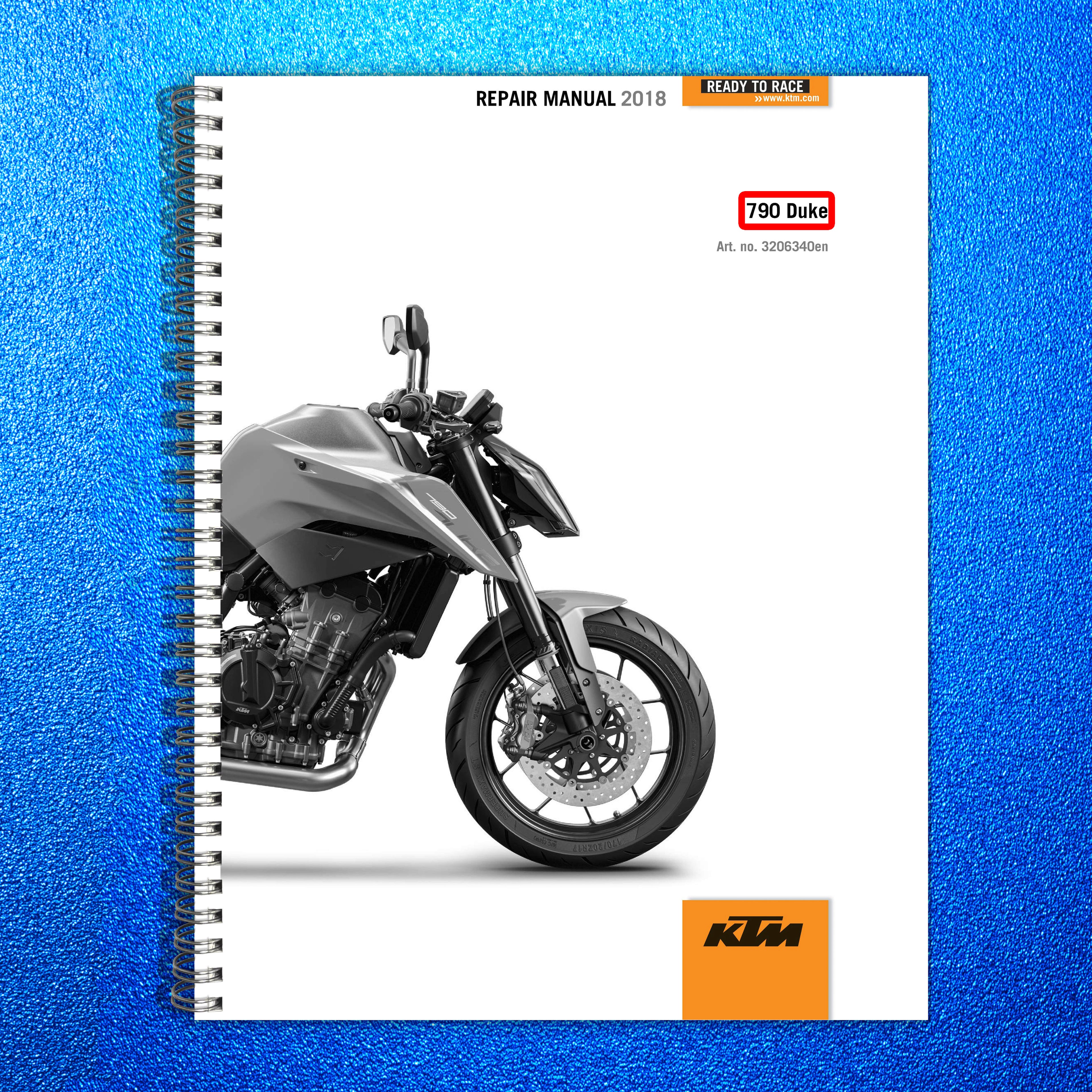 KTM 790 Duke Service Repair Manual 2018 - STEEL WIRE BOUND - PROTECTIVE COVERS