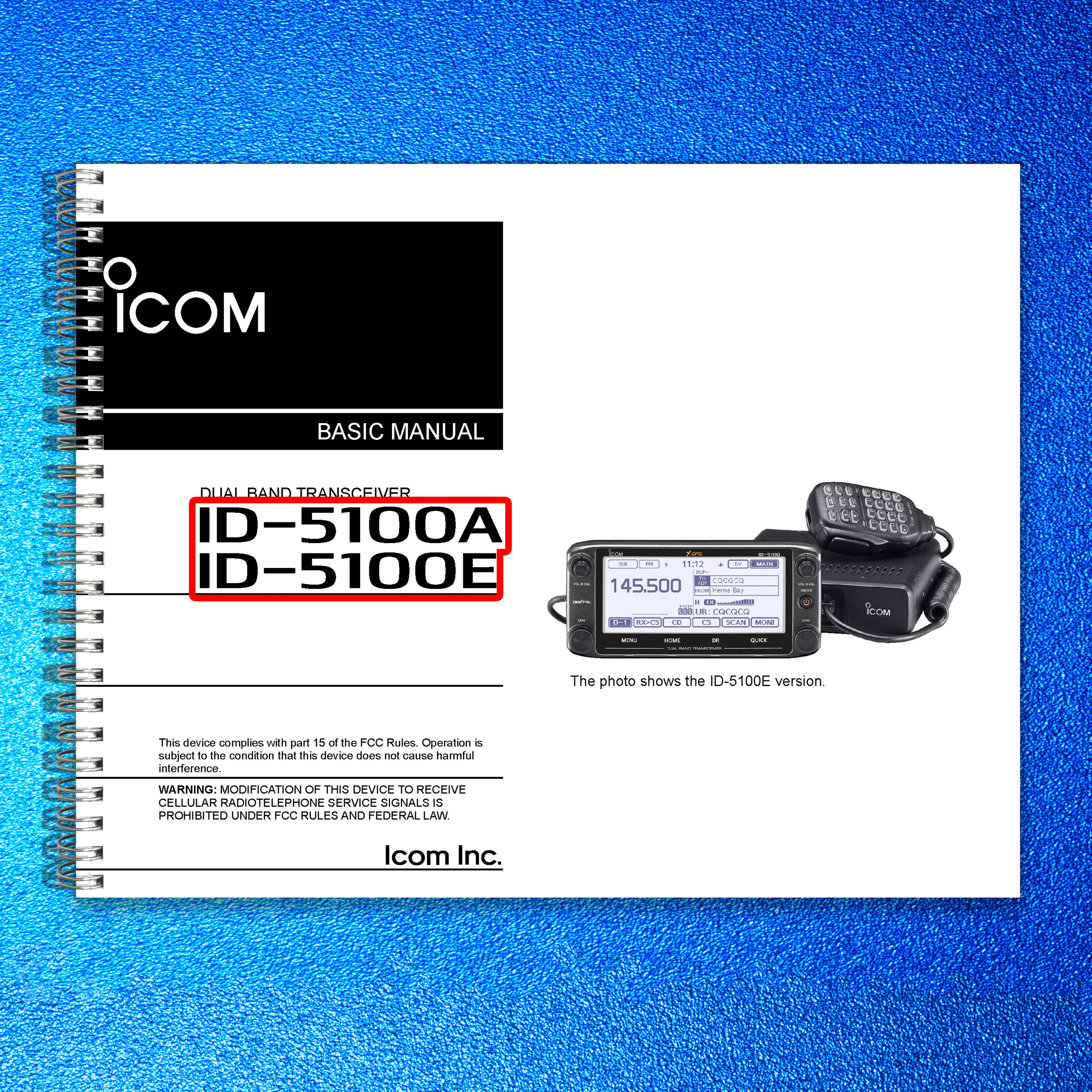 ICOM ID-5100A ID-5100E Dual Band Transceiver Instruction Manual - WIRE BOUND
