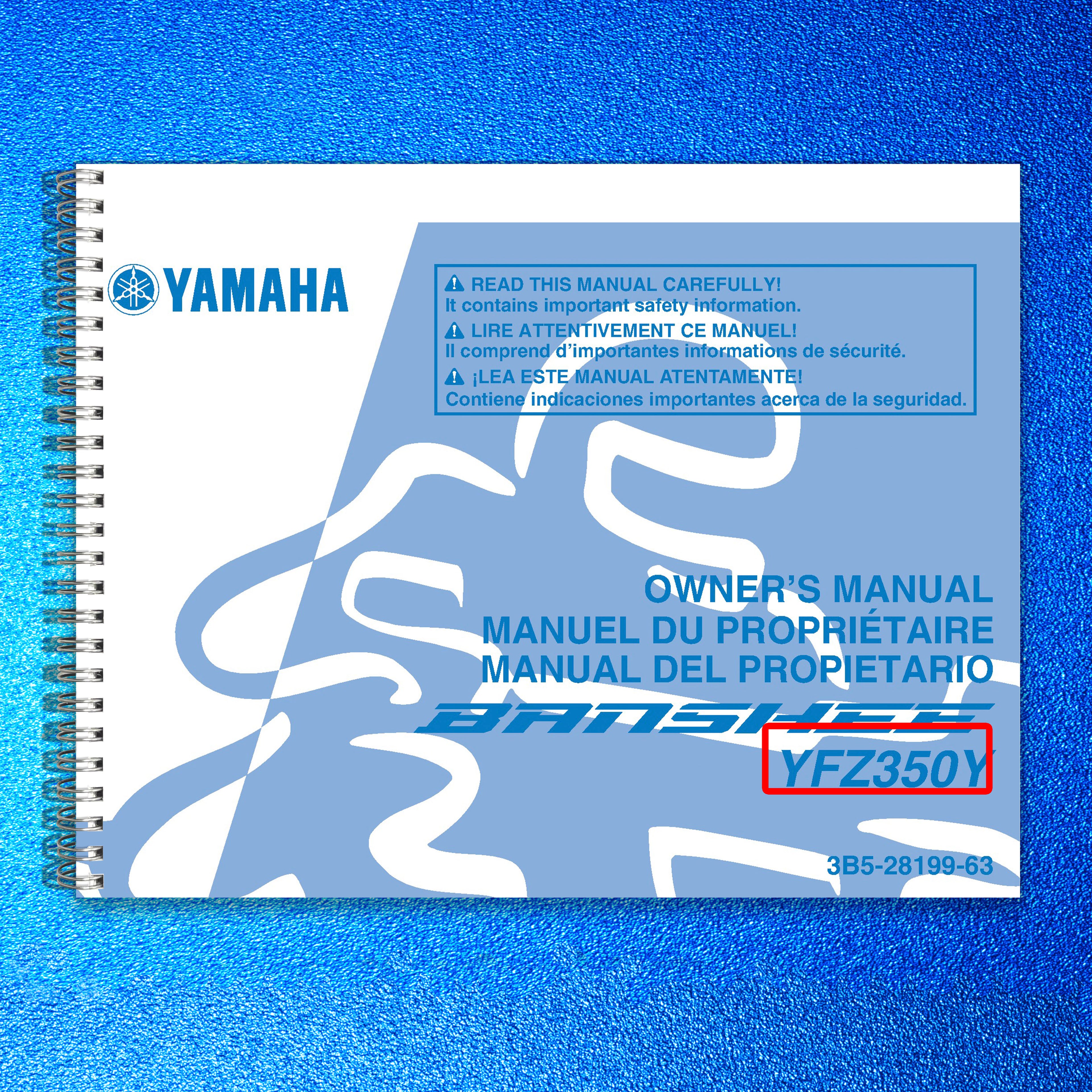 YAMAHA YFZ350Y Banshee 350 ATV Owners Manual 2009 - WIRE BOUND - TOUGH COVERS