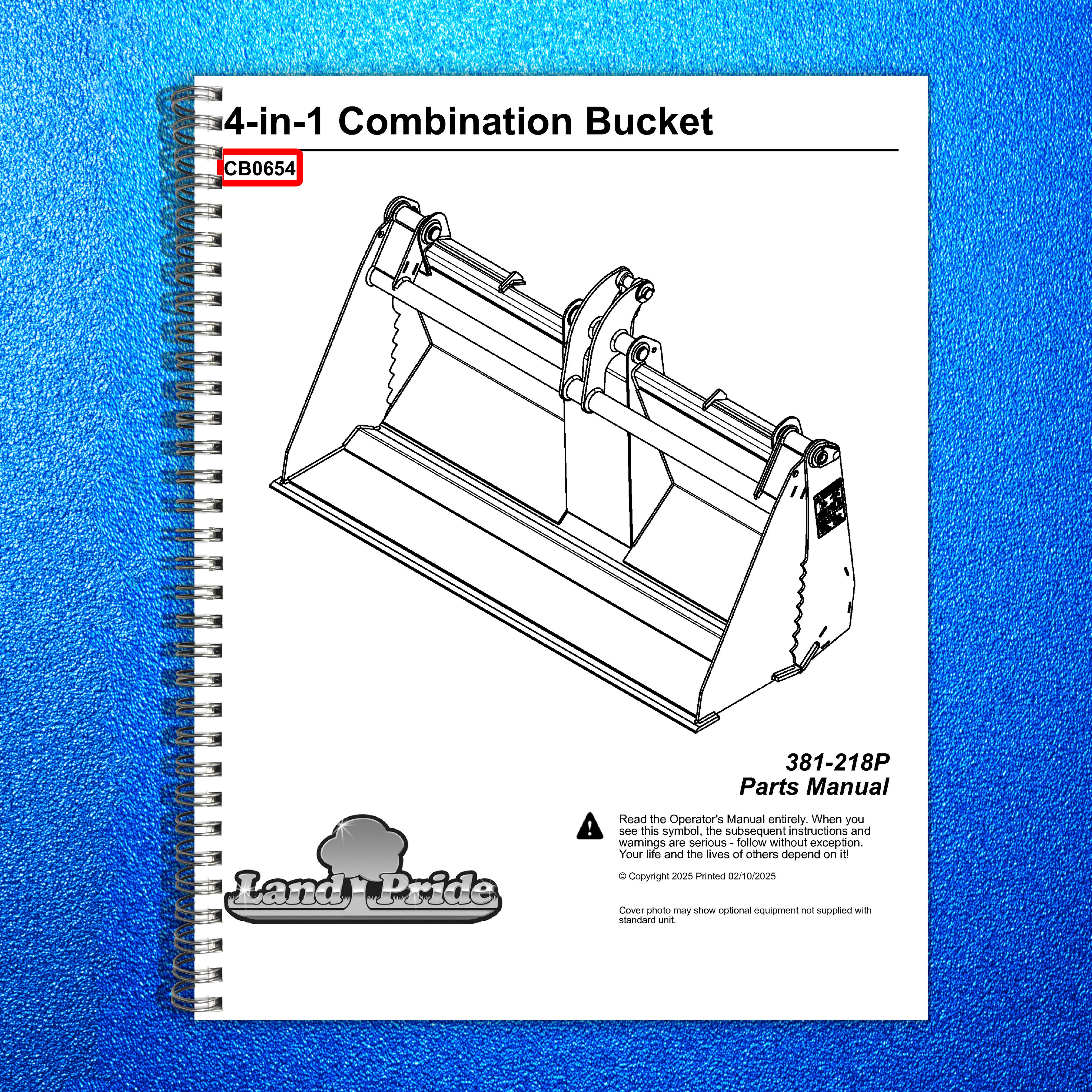 LAND PRIDE CB0654 Combo Buckets Parts Manual 2025 - WIRE BOUND - TOUGH COVERS