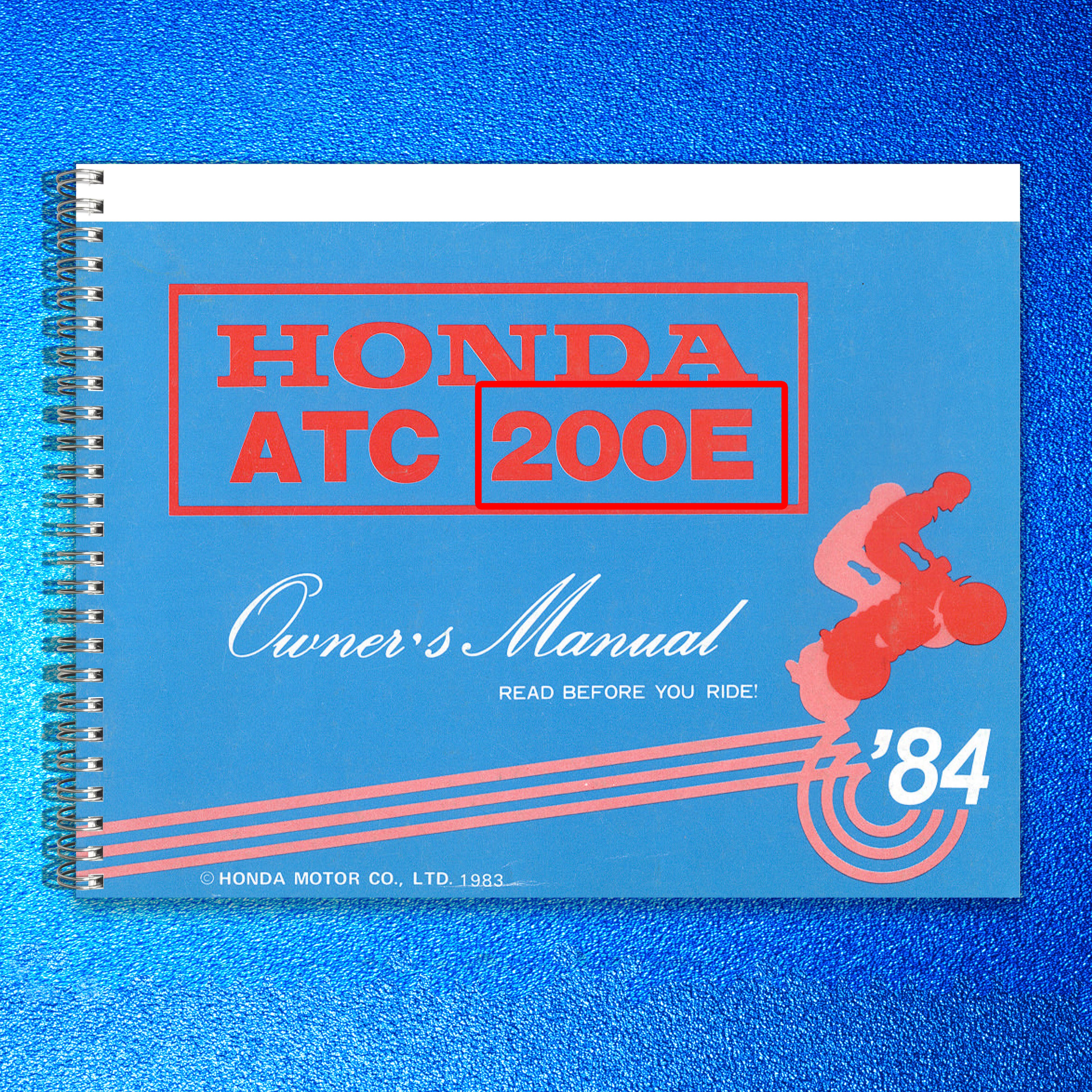 HONDA ATC 200E All-Terrain Cycle Owners Manual 1984 - WIRE BOUND - TOUGH COVERS