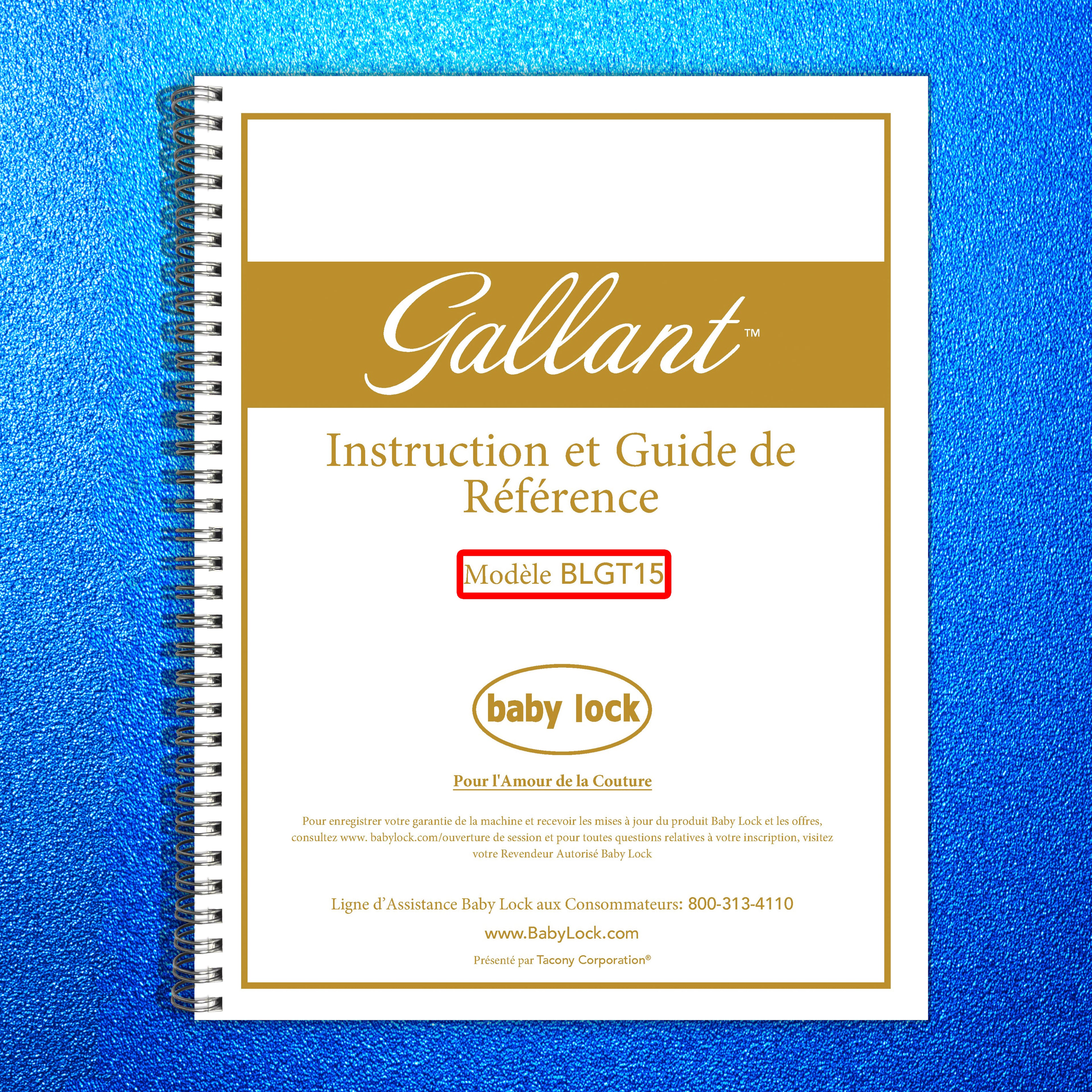 BABY LOCK Gallant BLGT15 Longarm Quilting Instruction Manual French - WIRE BOUND