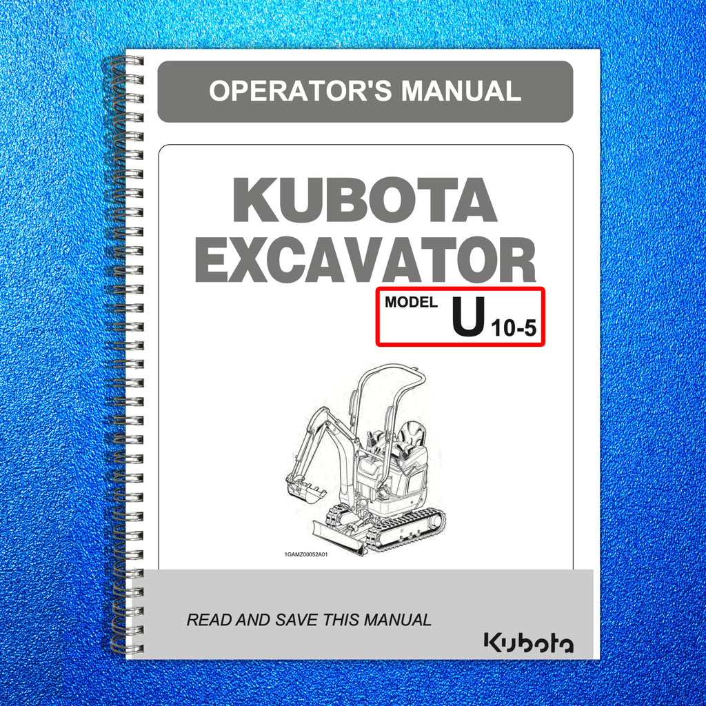 KUBOTA U 10-5 EXCAVATOR OPERATORS MANUAL - STEEL WIRE BOUND - PROTECTIVE COVERS