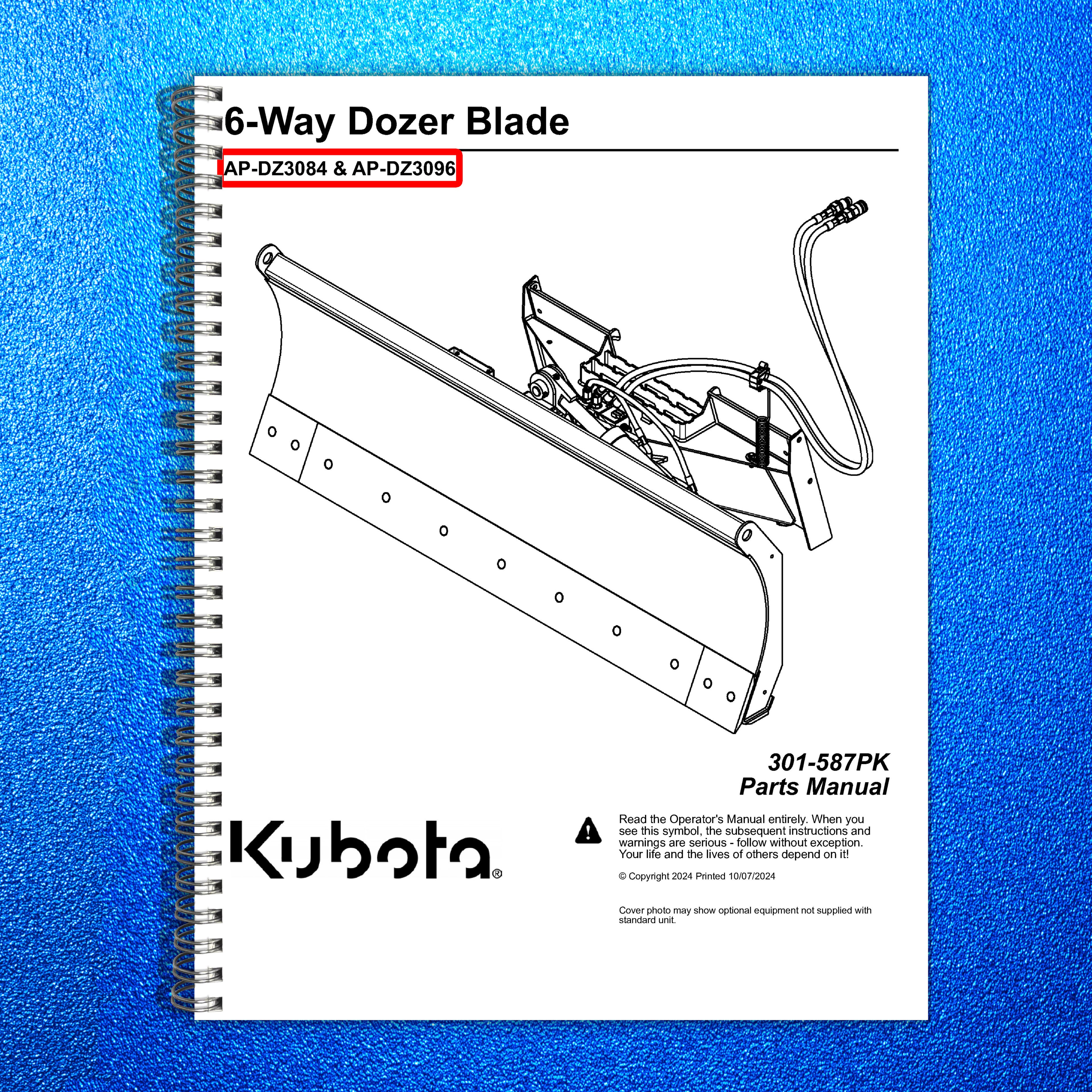 LAND PRIDE DZ30 Dozer Blades Parts Manual 2024 - STEEL WIRE BOUND - TOUGH COVERS