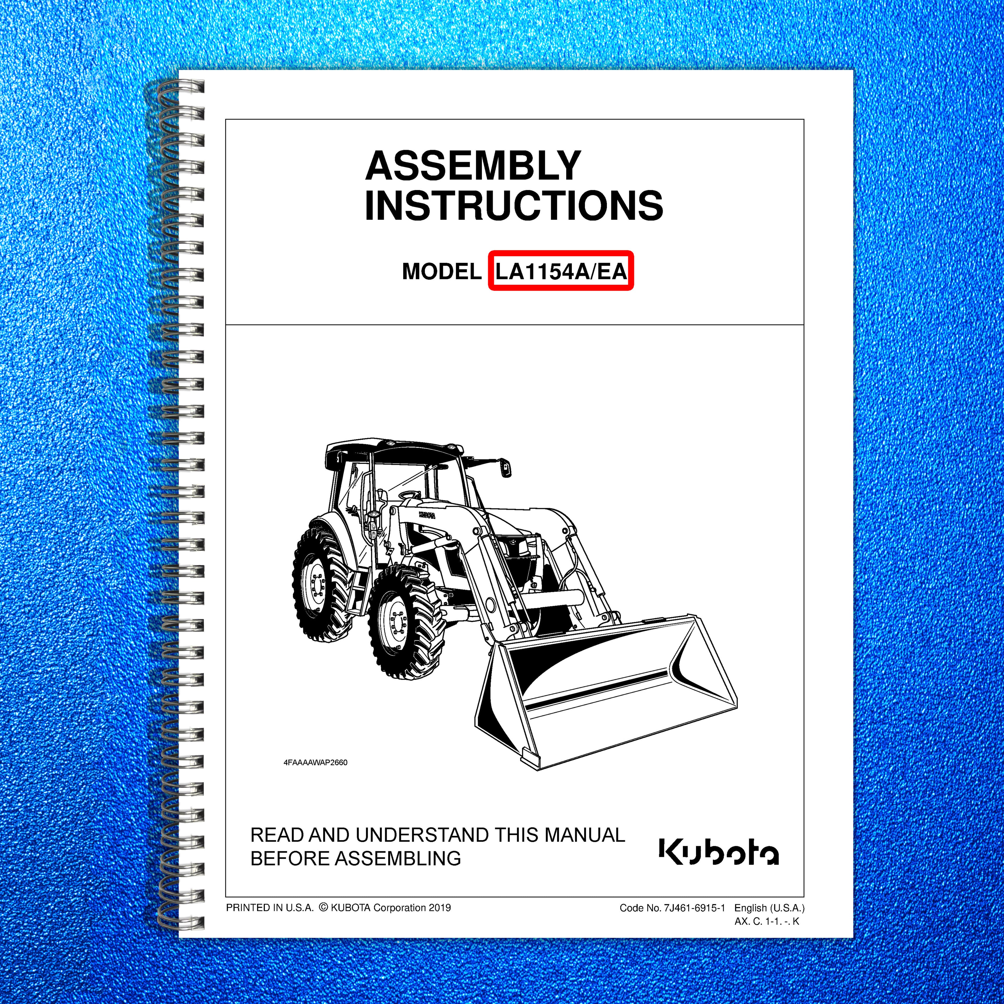 KUBOTA LA1154A EA Loader Assembly Instructions Manual 2019, FOLDOUTS