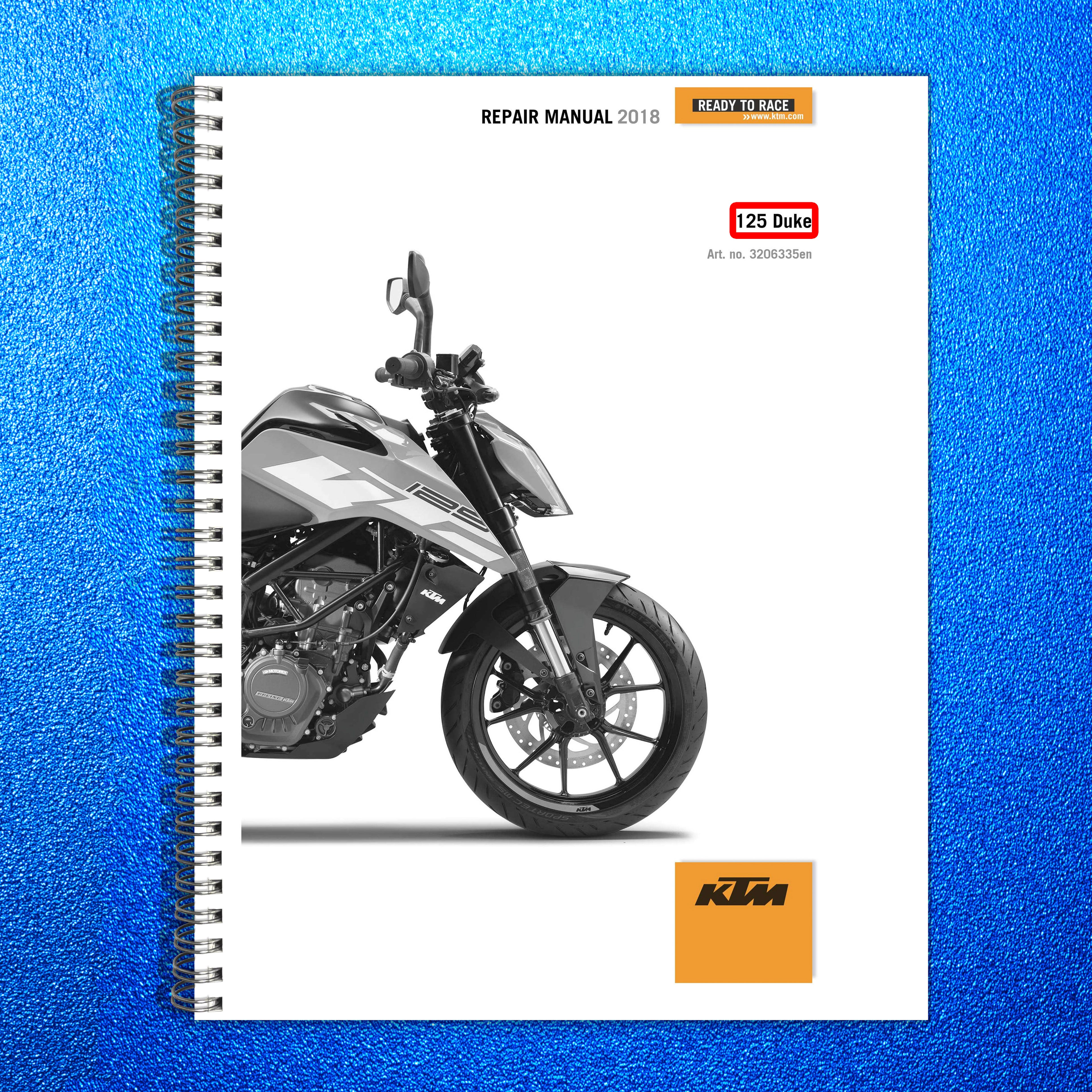 KTM 125 Duke Repair Manual 2018 - STEEL WIRE BOUND - PROTECTIVE COVERS