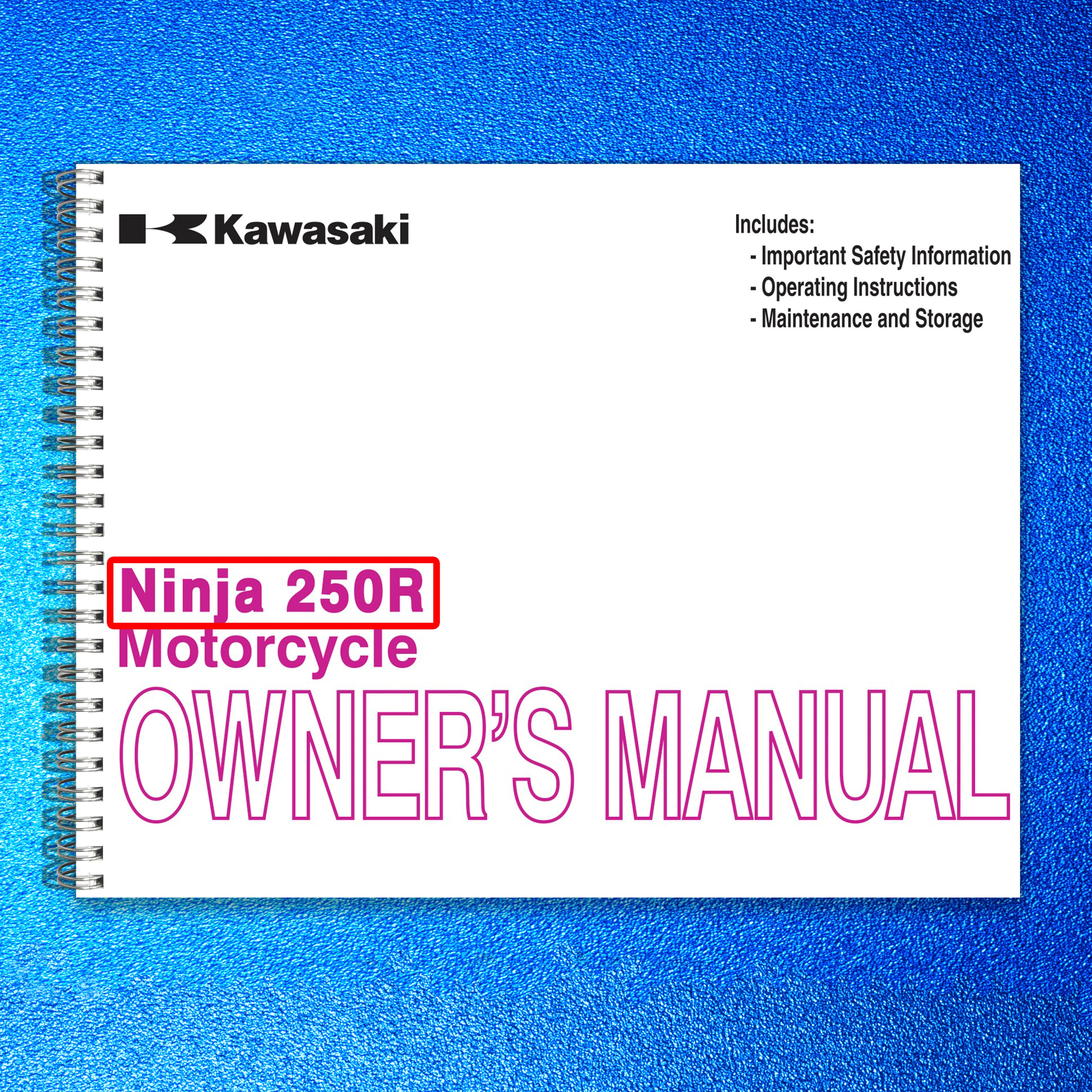 KAWASAKI Ninja 250R Motorcycle Quick Reference Guide Manual 2012 - BOUND