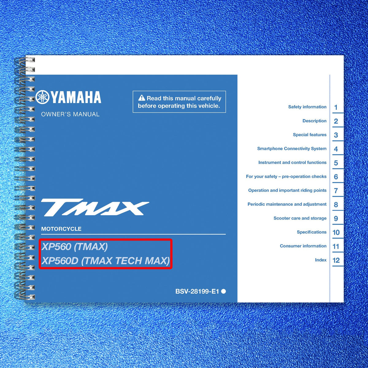 YAMAHA TMAX XP560 XP560D Motorcycle Owners Manual - WIRE BOUND - TOUGH COVERS