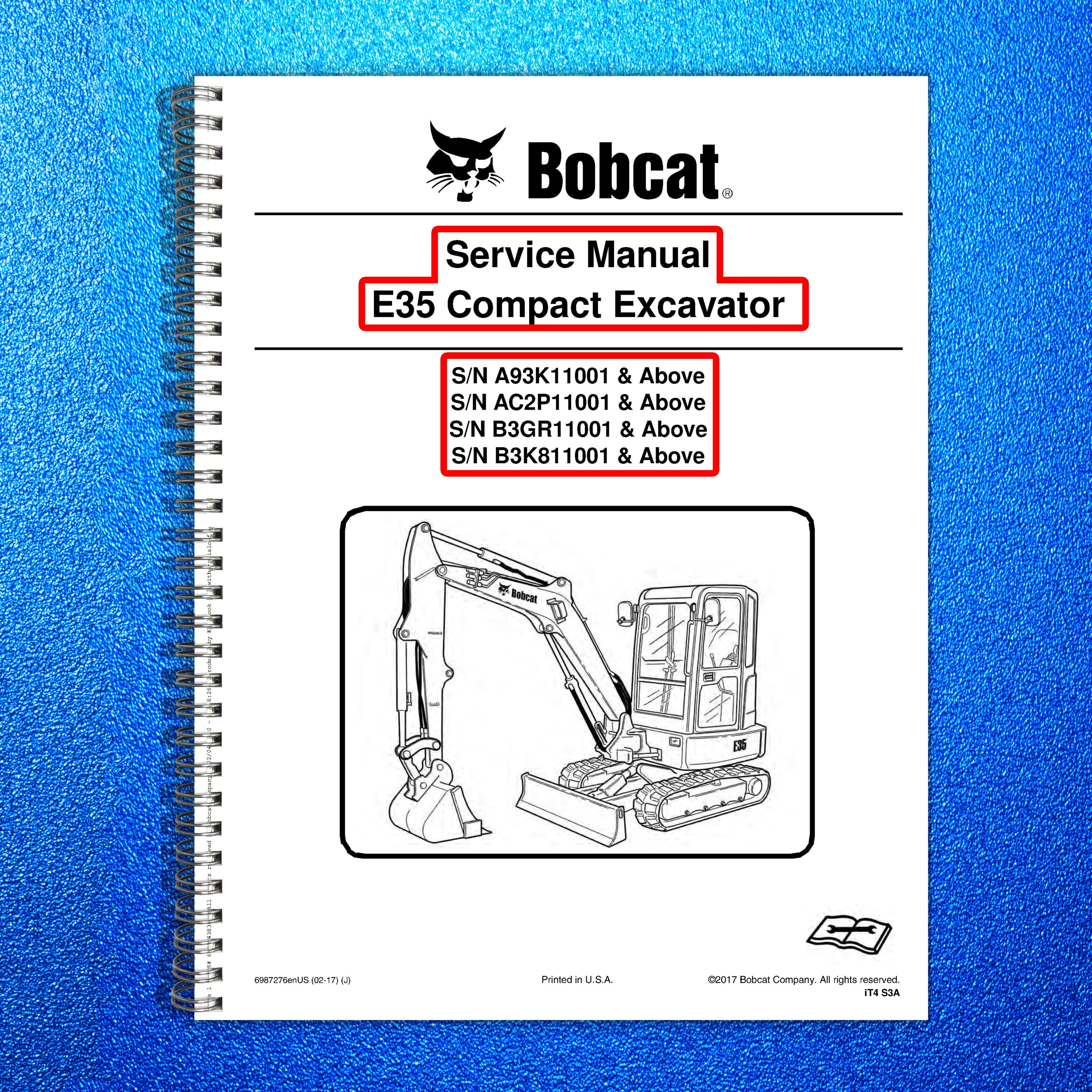 BOBCAT E35 Compact Excavator Service Manual SN A93K11001 and Up, FOLDOUTS