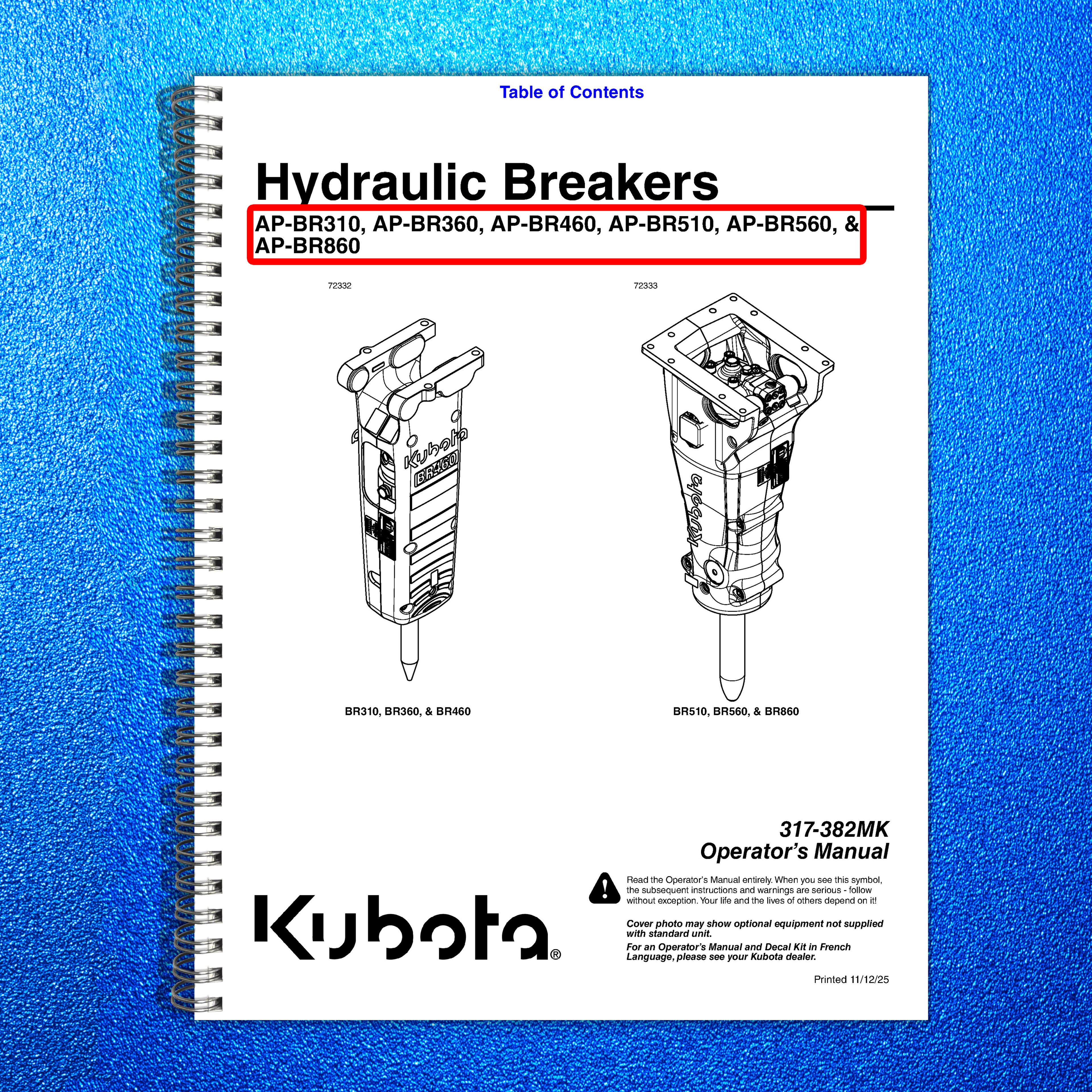 LAND PRIDE BR Series Breakers Operators Manual - STEEL WIRE BOUND - TOUGH COVERS