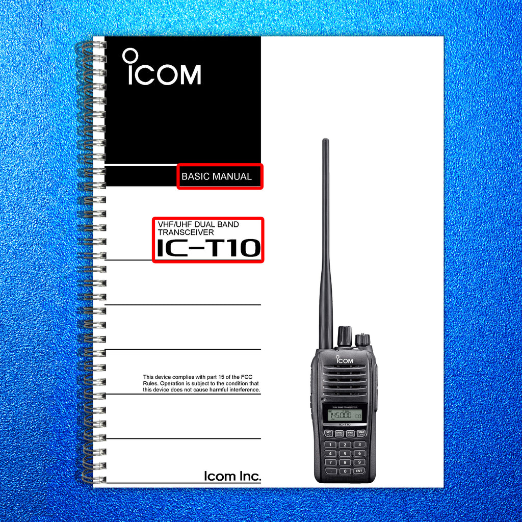 ICOM IC-T10 TRANSCEIVER BASIC MANUAL - STEEL WIRE BOUND - PROTECTIVE COVERS