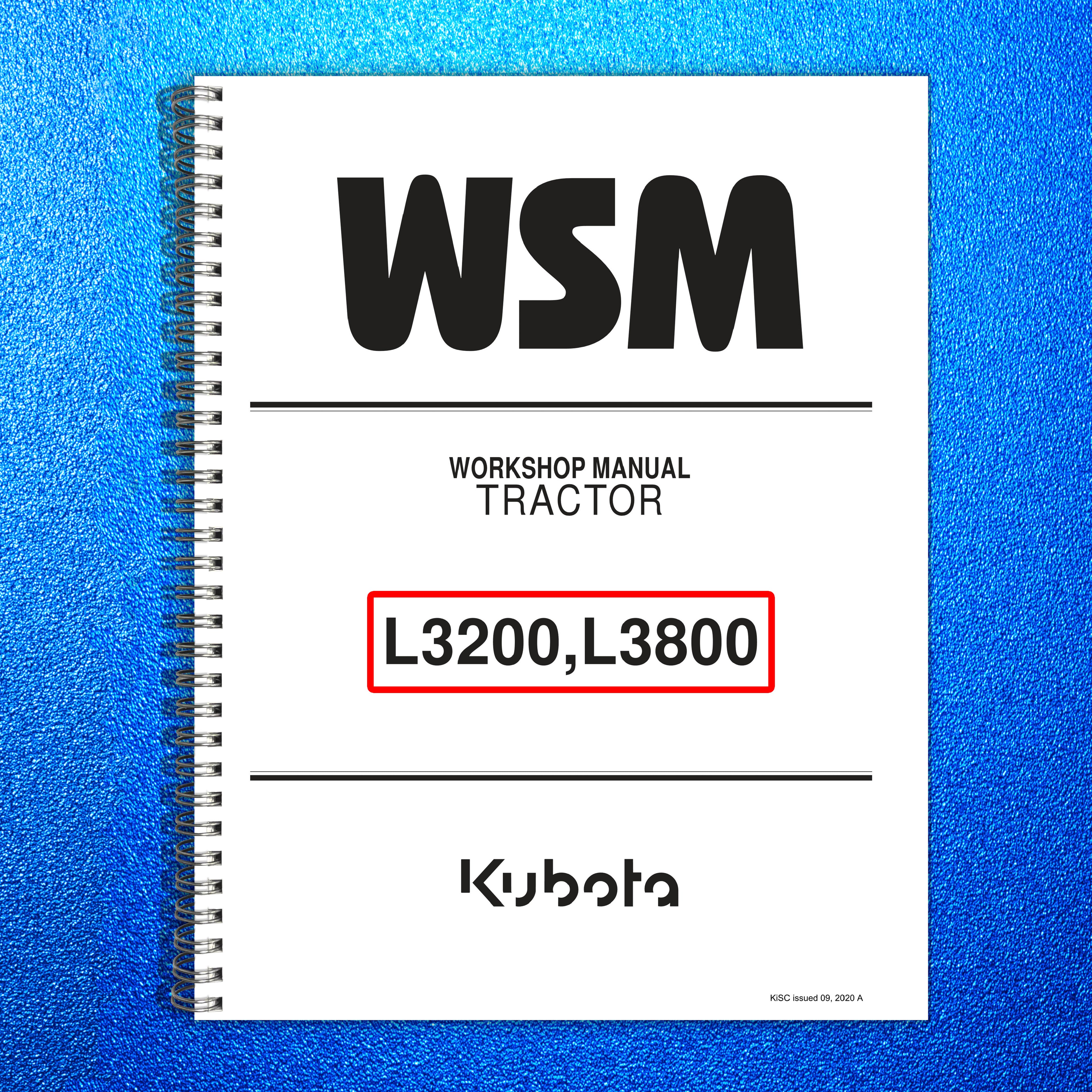 KUBOTA L3200 L3800 Tractor Workshop Manual 2011-2014 - BOUND - COVERS - FOLDOUTS