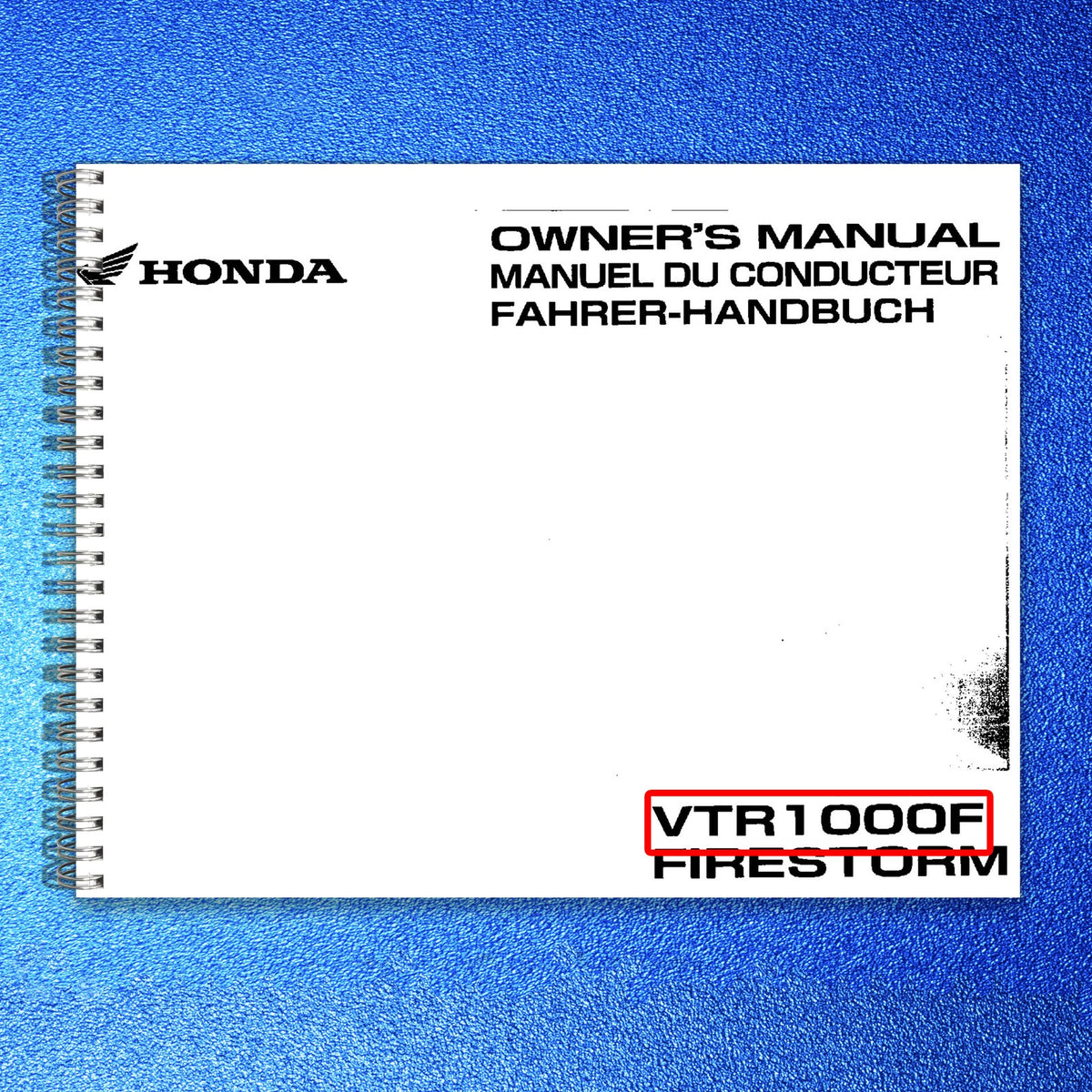 HONDA VTR1000F Firestorm Owners Manual 2002 - BOUND - COVERS - XL FOLDOUT PAGES